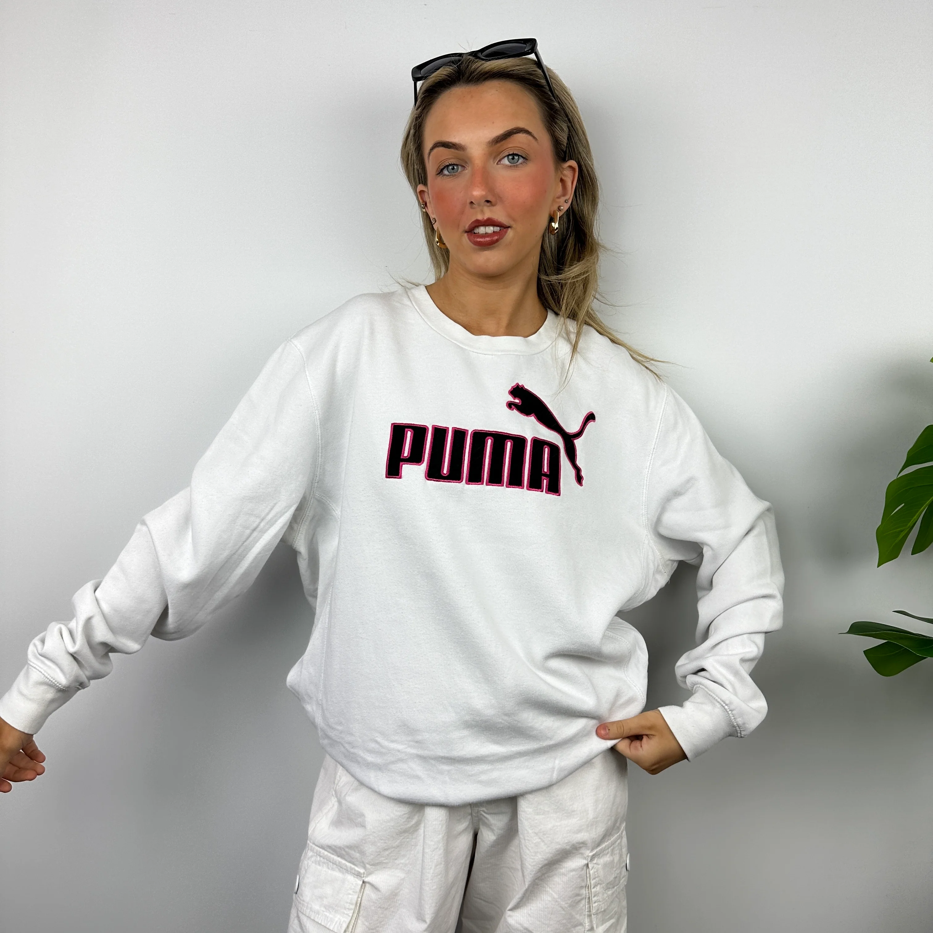Puma White Embroidered Spell Out Sweatshirt (XL) - Image 5