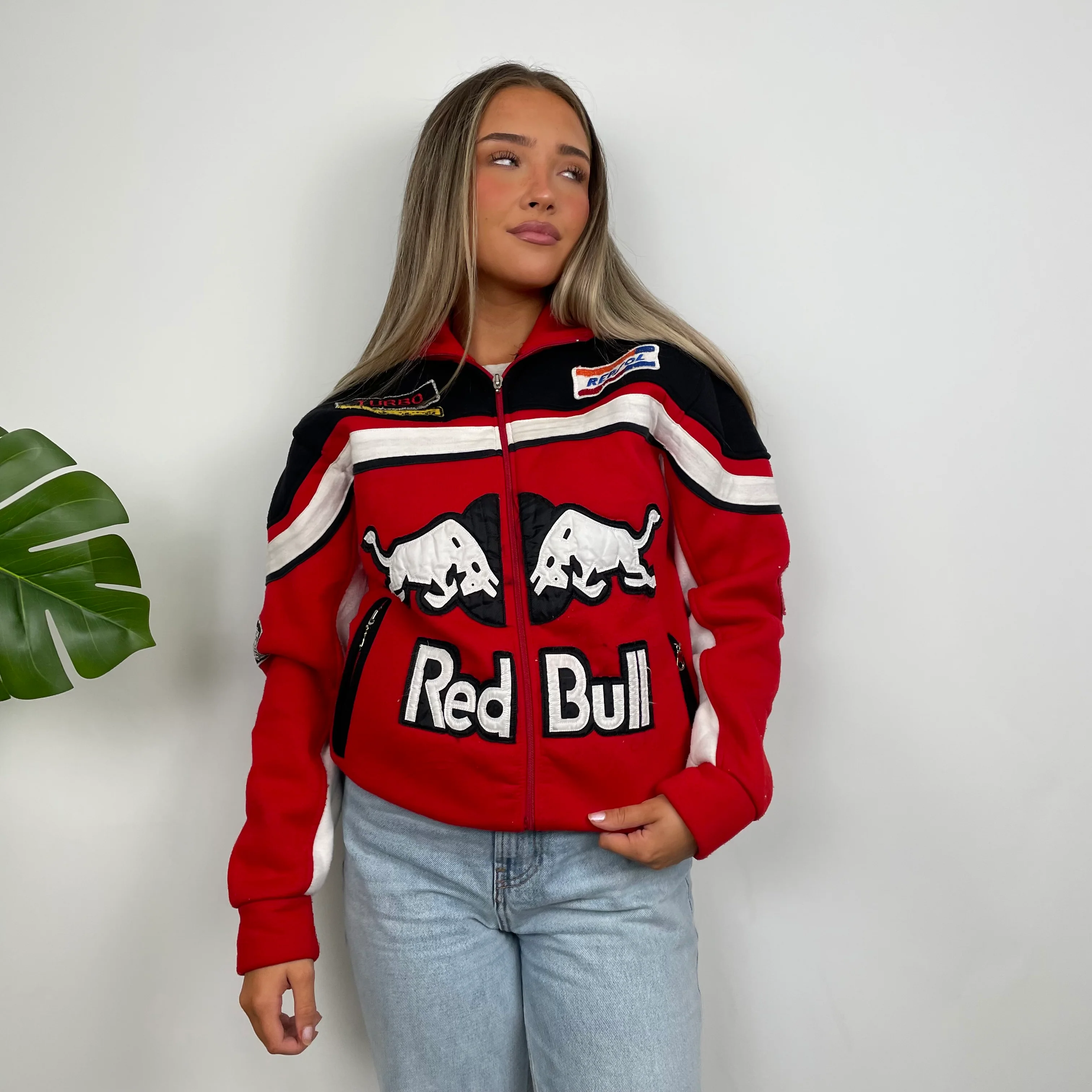 Red Bull Racing Red Embroidered Spell Out Zip Up Jacket (M) - Image 2