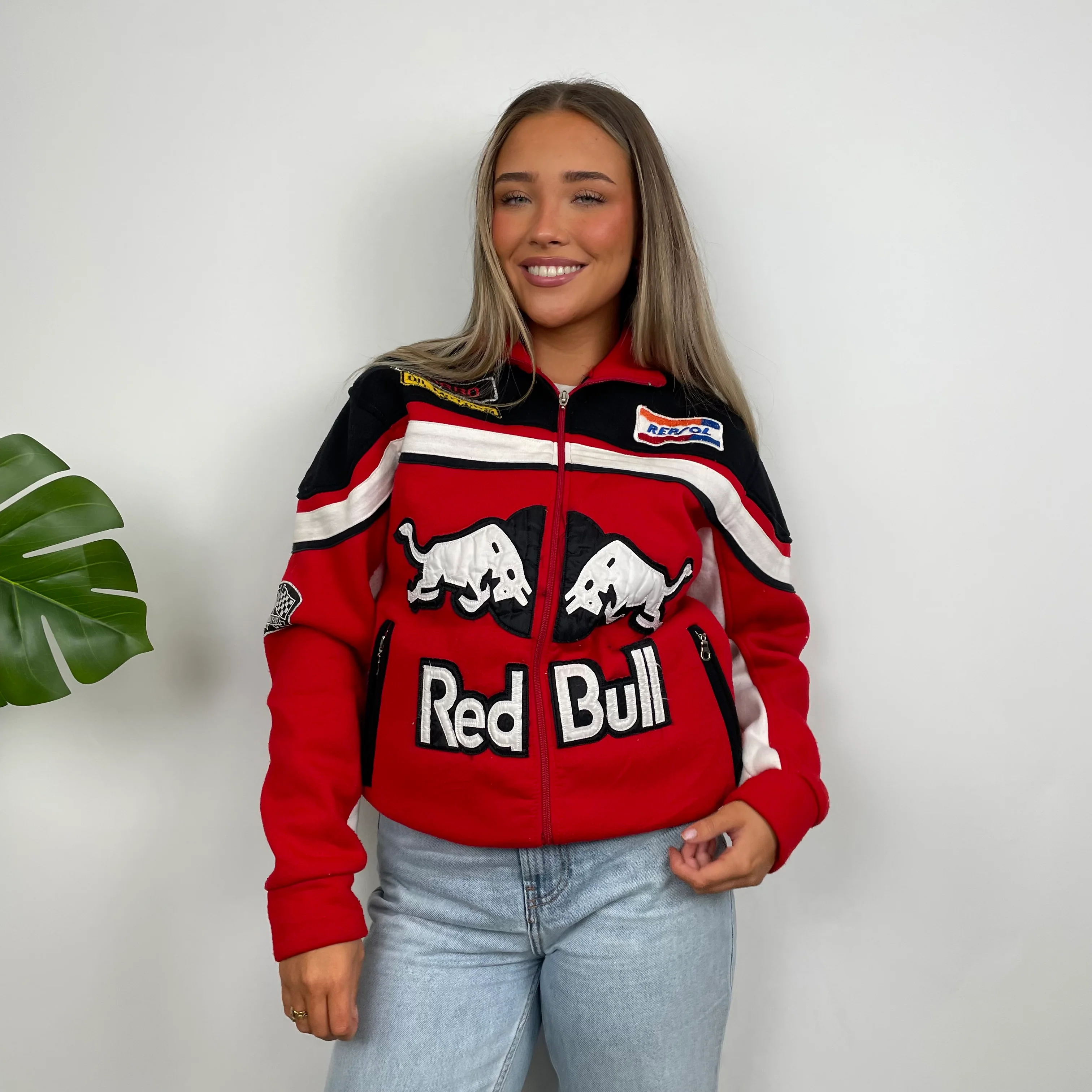 Red Bull Racing Red Embroidered Spell Out Zip Up Jacket (M) - Image 3