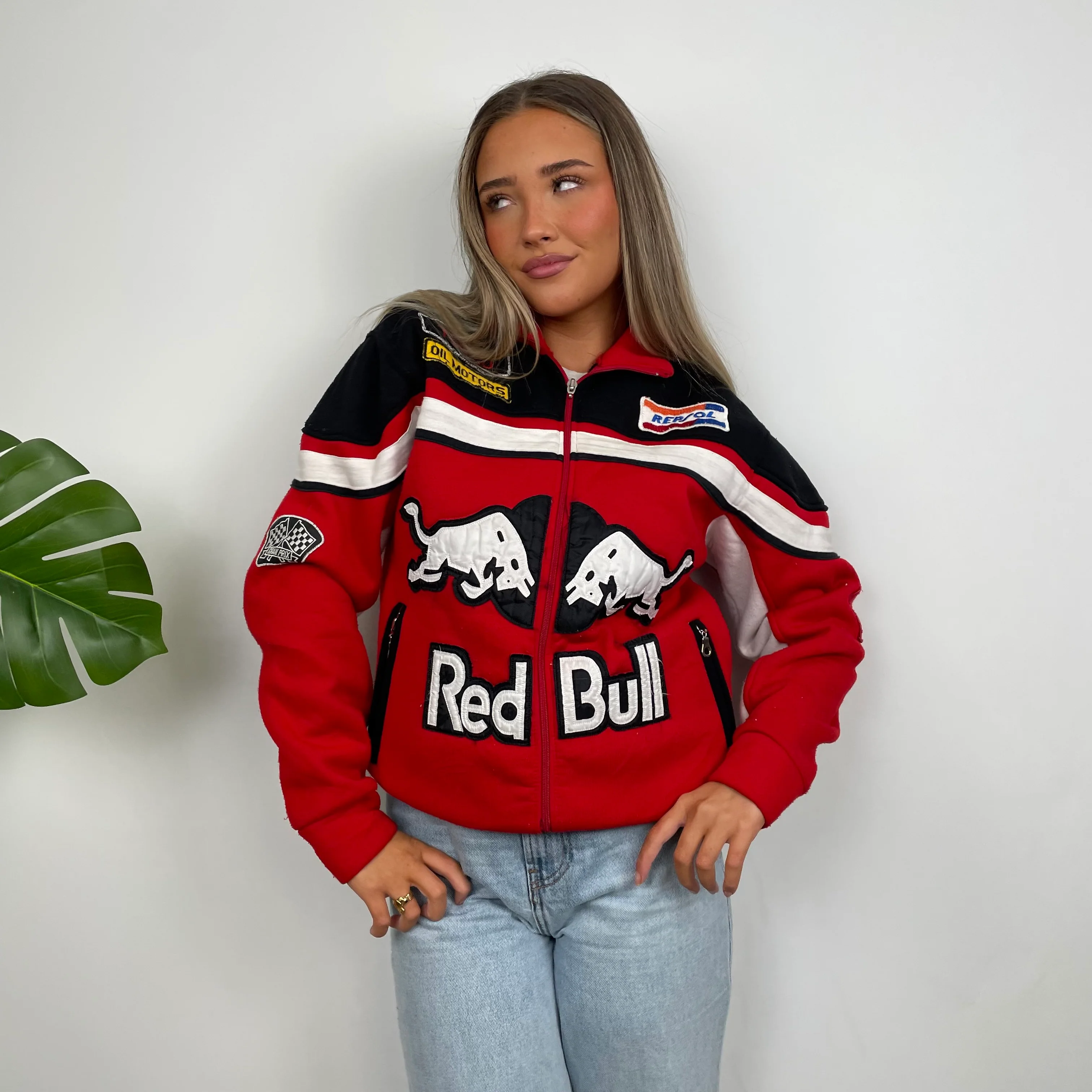Red Bull Racing Red Embroidered Spell Out Zip Up Jacket (M) - Image 5