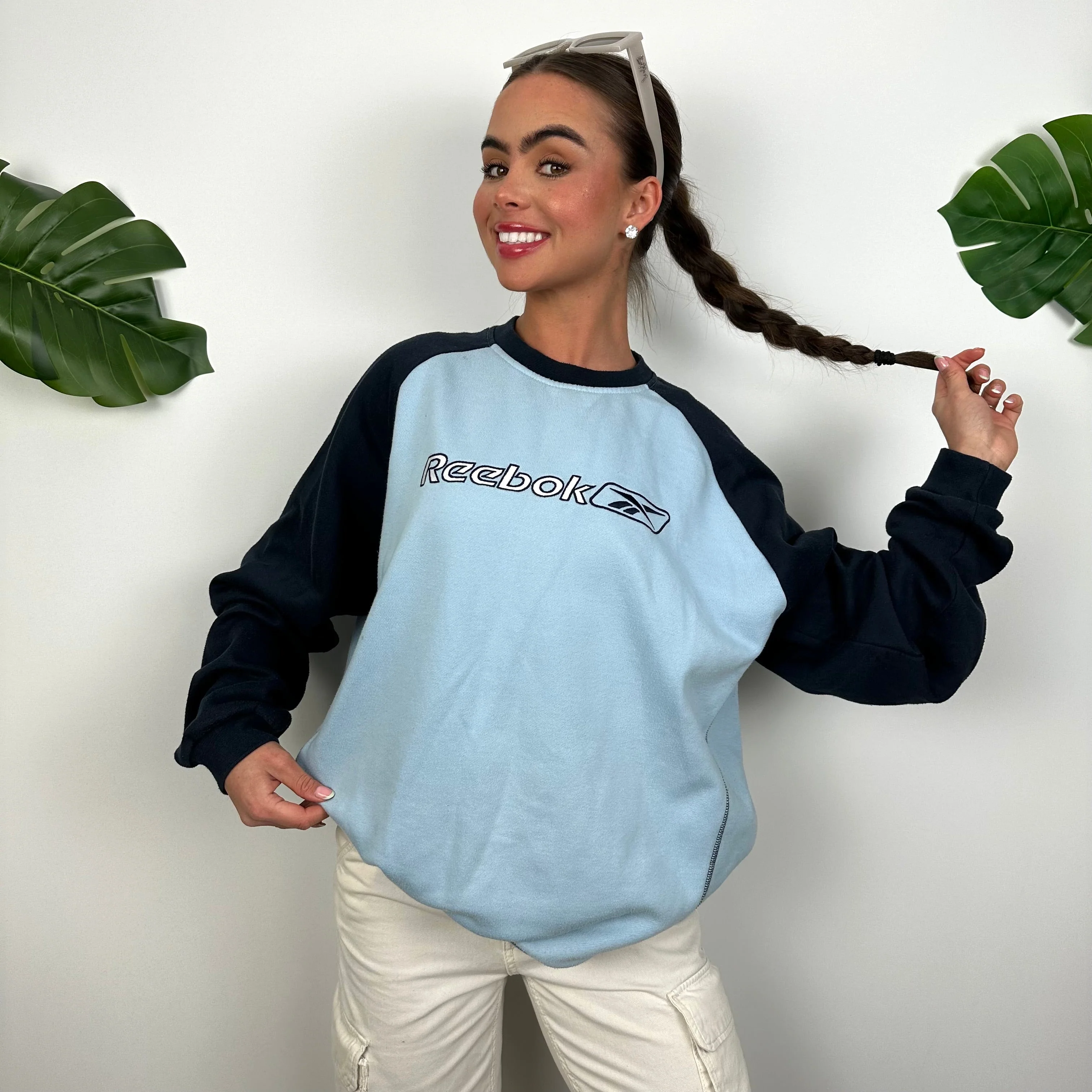 Reebok Baby Blue Embroidered Spell Out Sweatshirt (M) - Image 3