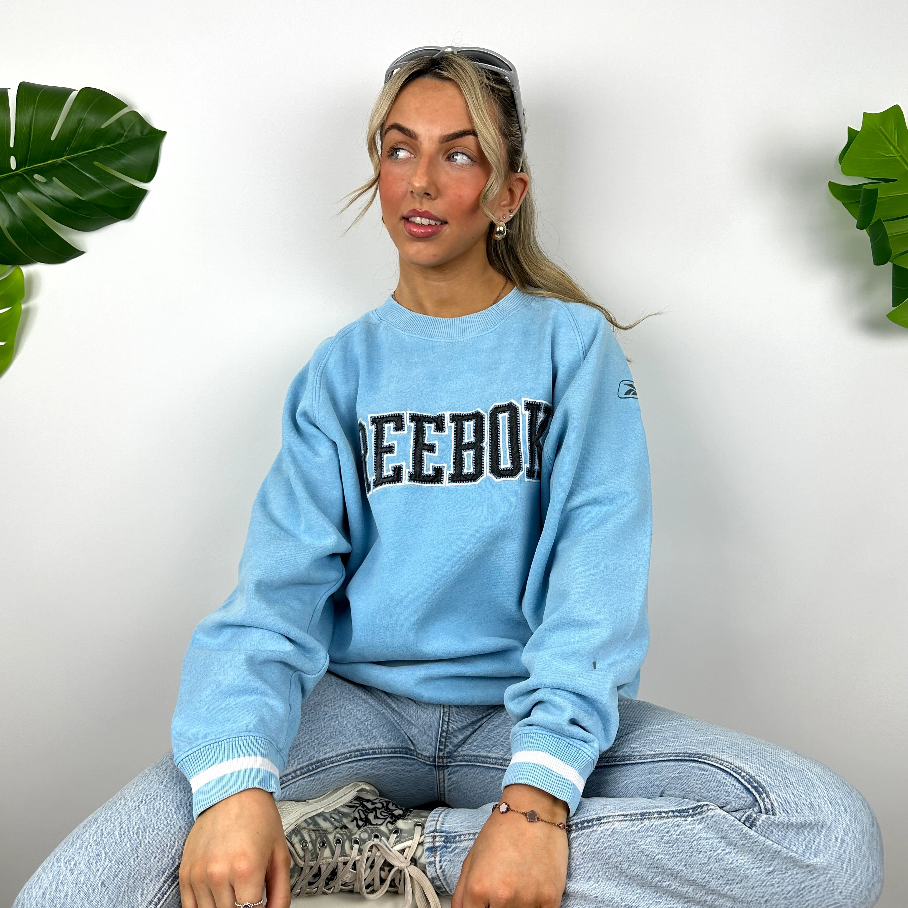 Reebok Baby Blue Embroidered Spell Out Sweatshirt (M) - Image 6