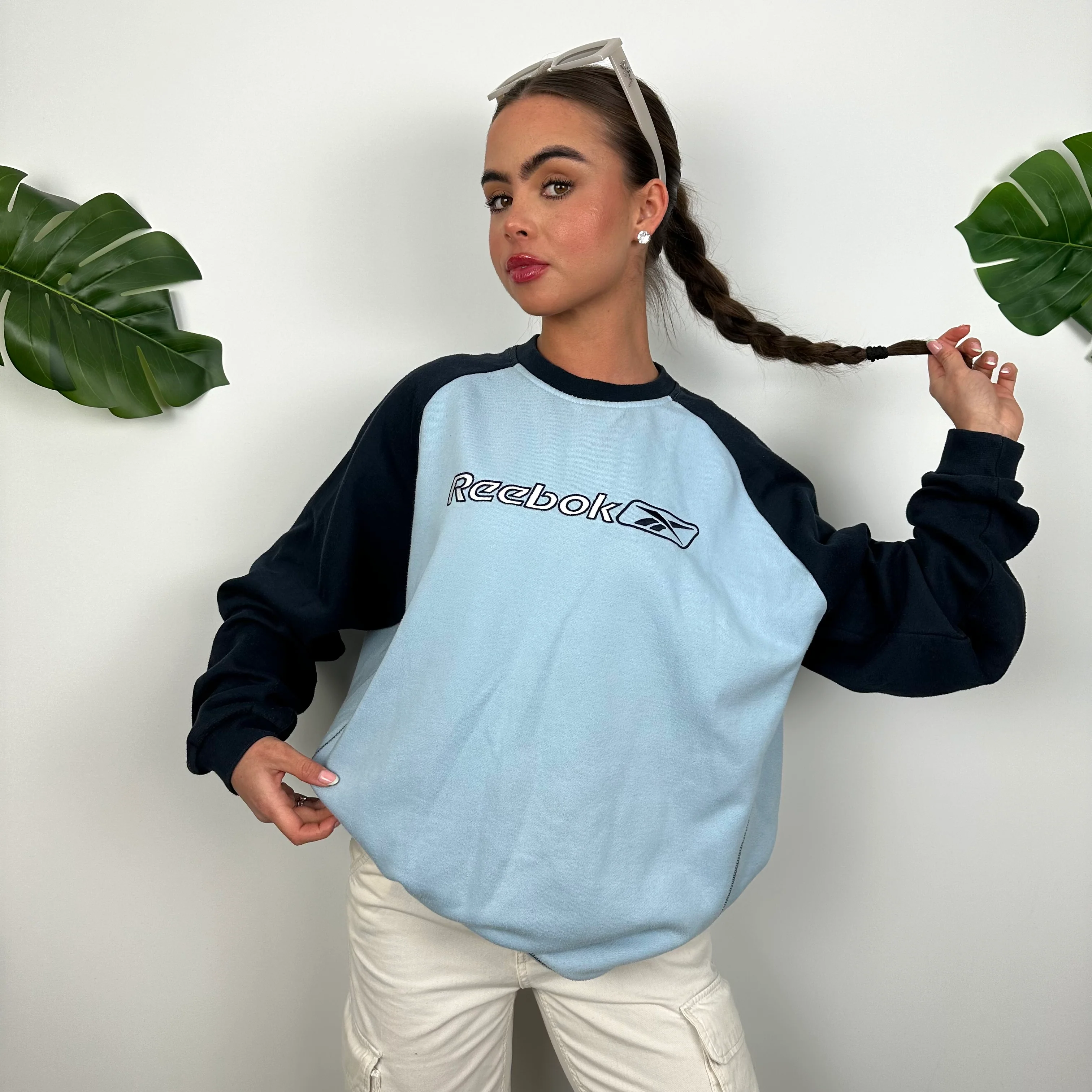 Reebok Baby Blue Embroidered Spell Out Sweatshirt (L)