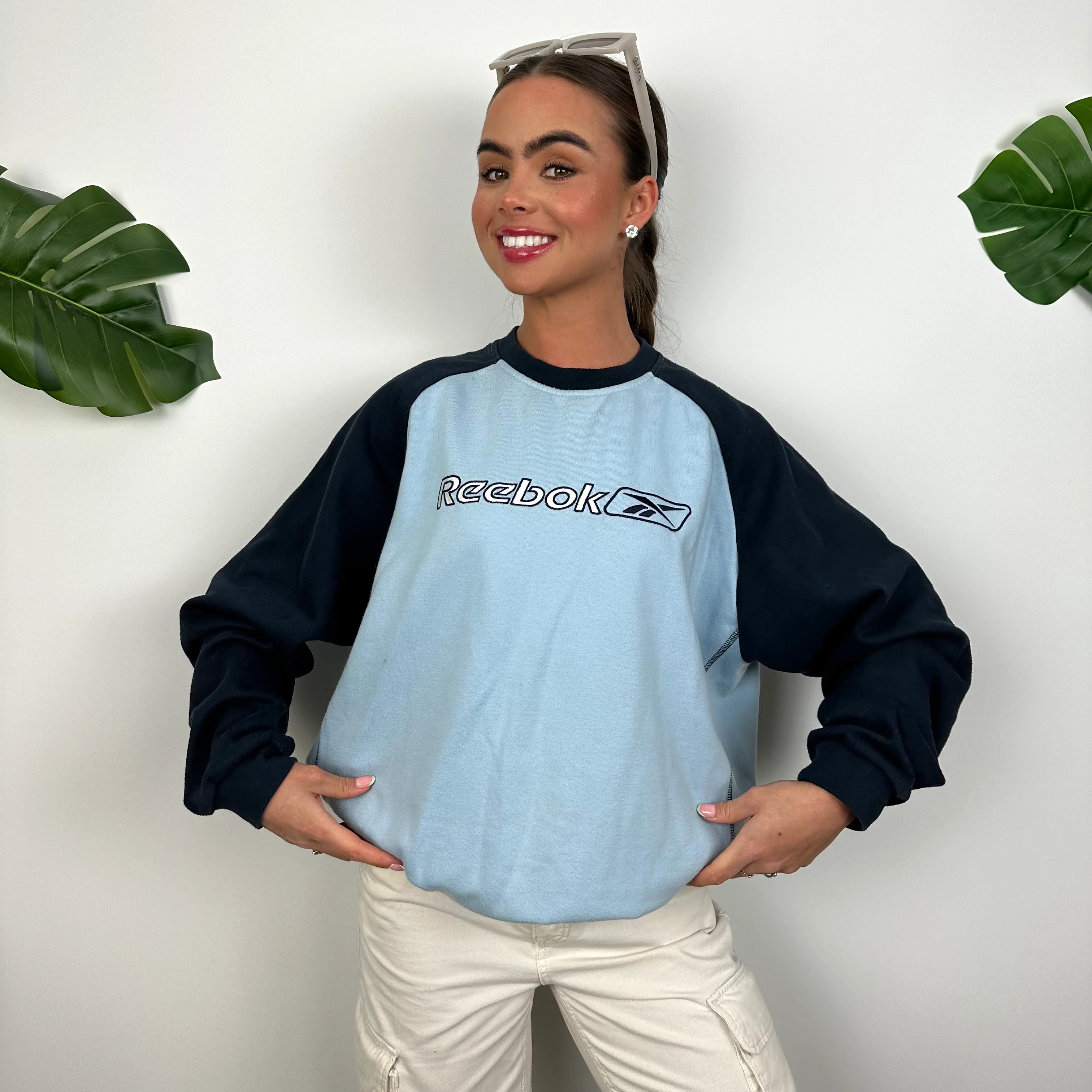 Reebok Baby Blue Embroidered Spell Out Sweatshirt (L) - Image 2