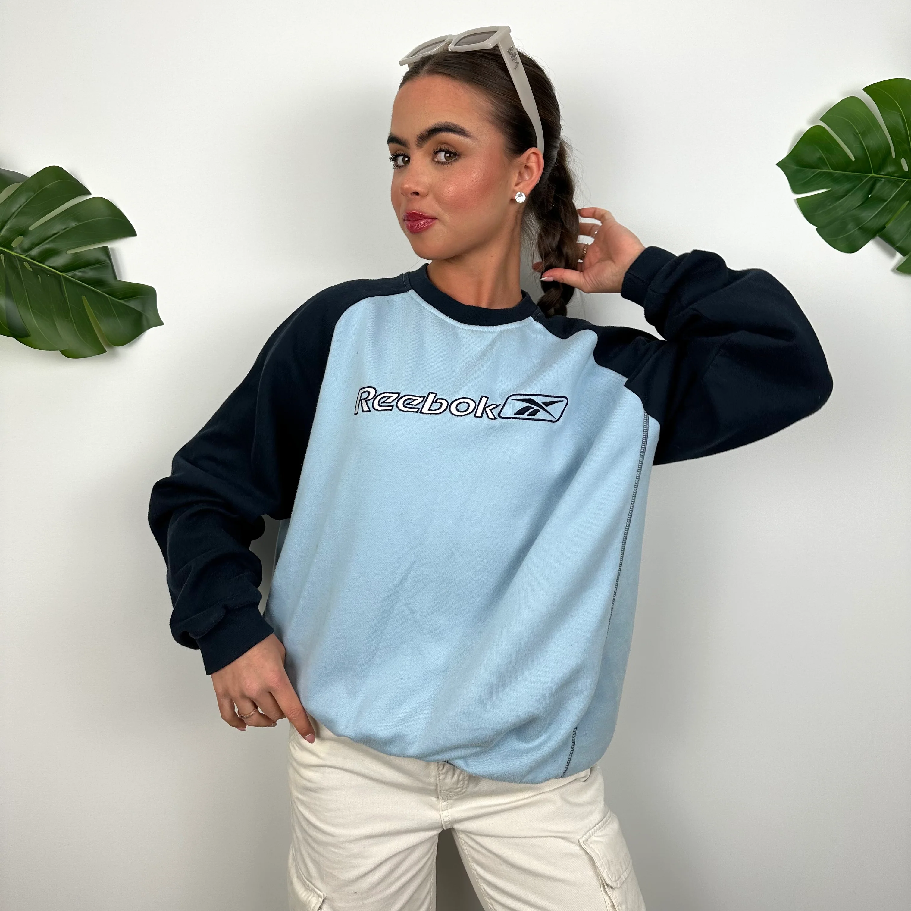 Reebok Baby Blue Embroidered Spell Out Sweatshirt (L) - Image 3
