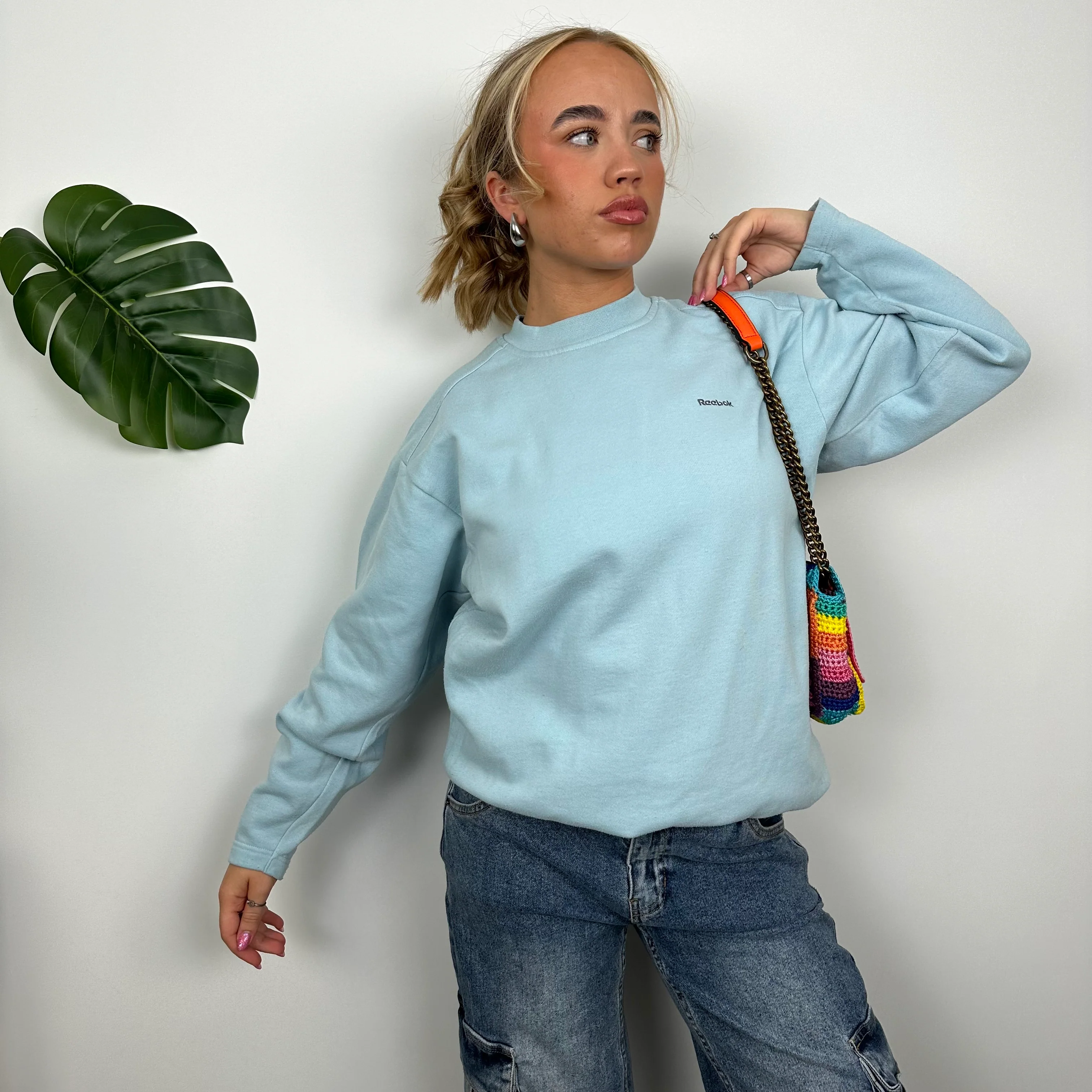 Reebok Baby Blue Embroidered Spell Out Sweatshirt (S) - Image 2