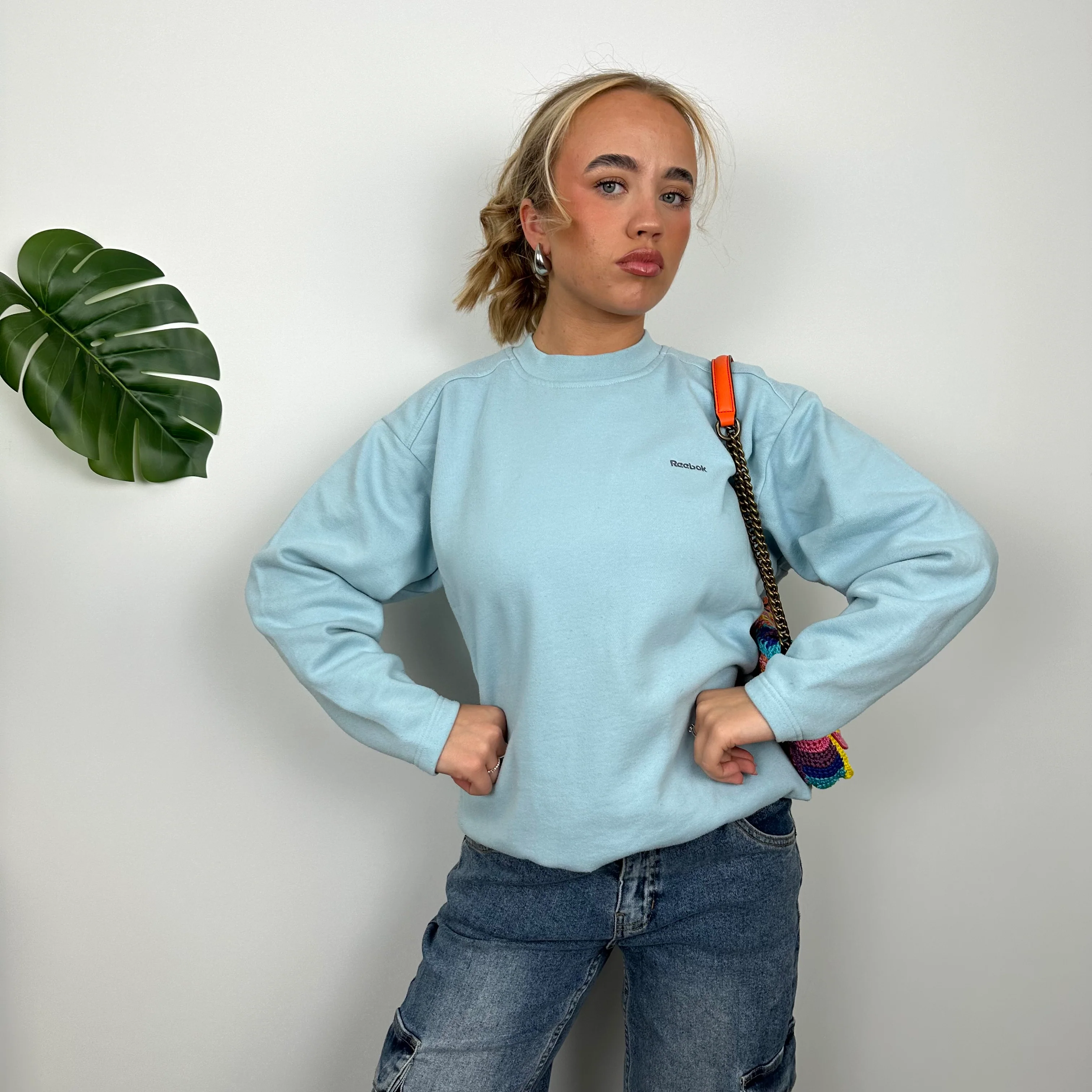 Reebok Baby Blue Embroidered Spell Out Sweatshirt (S) - Image 6