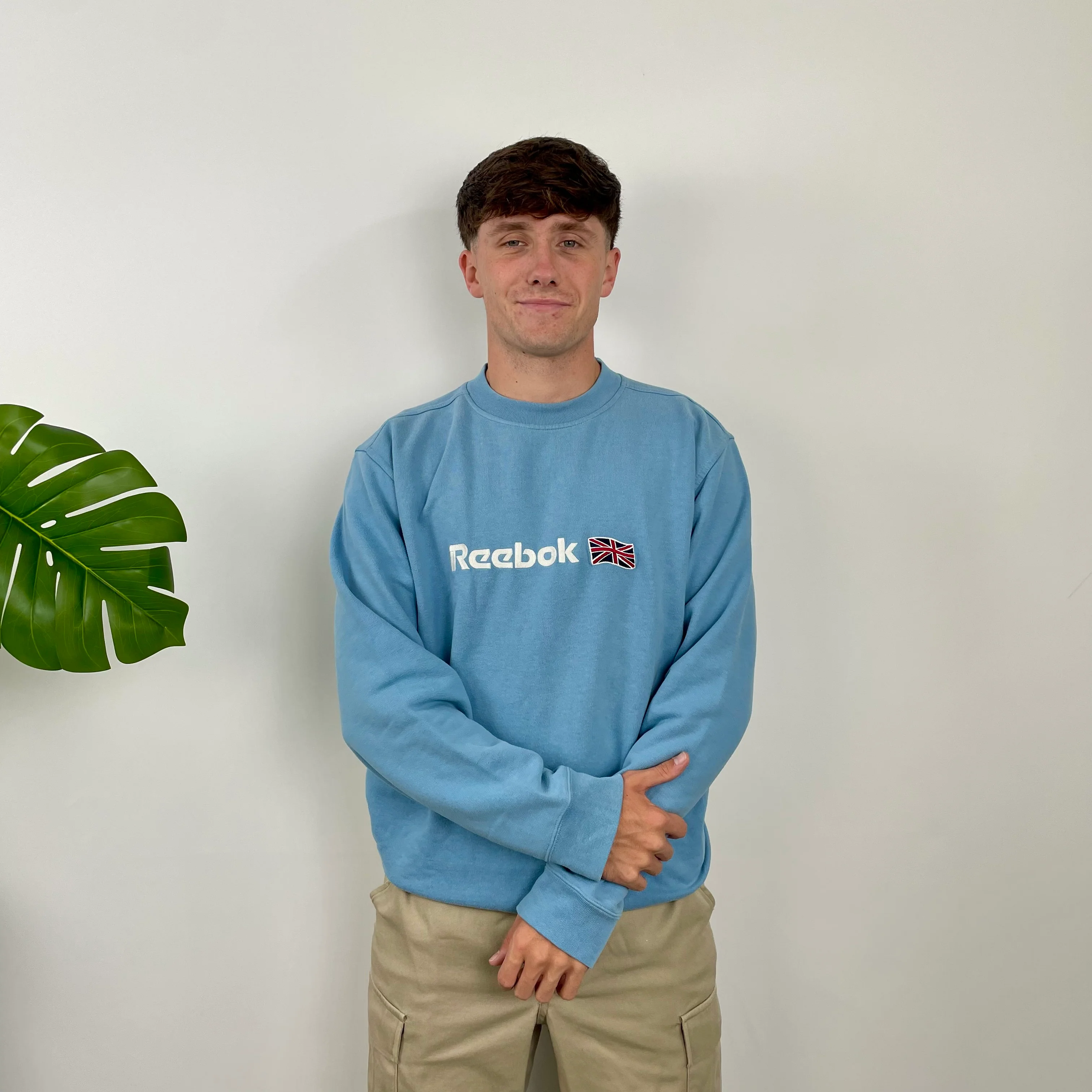 Reebok Baby Blue Embroidered Spell Out Sweatshirt (L) - Image 3