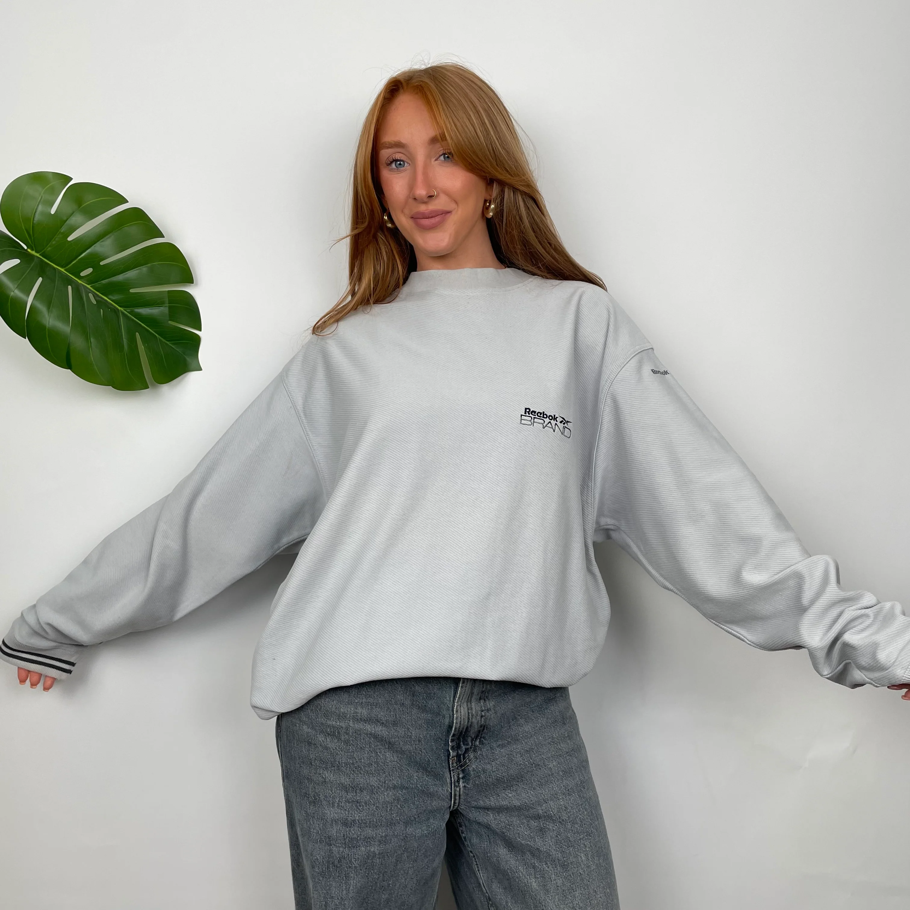 Reebok Baby Blue Embroidered Spell Out Sweatshirt (M)