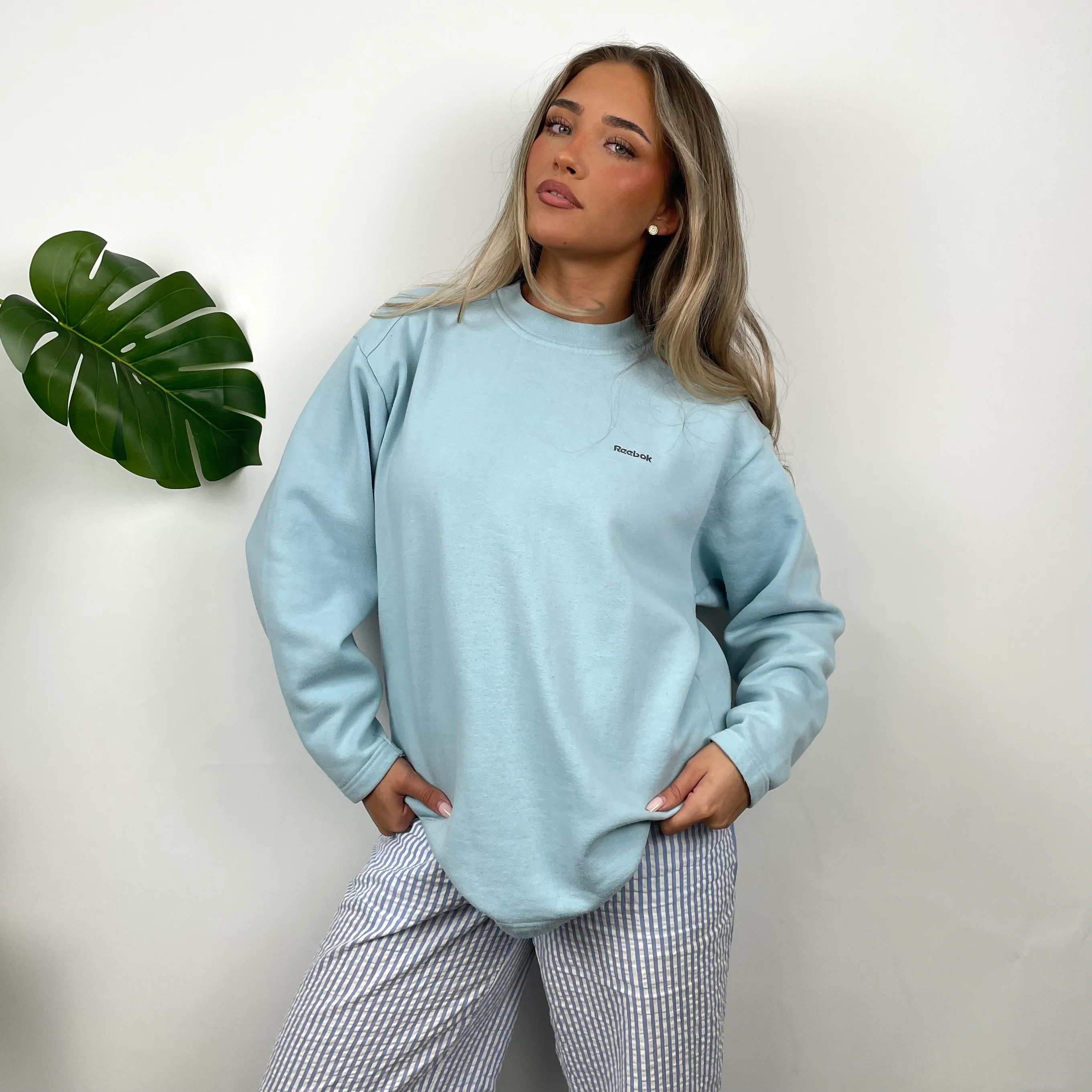 Reebok Baby Blue Embroidered Spell Out Sweatshirt (S)