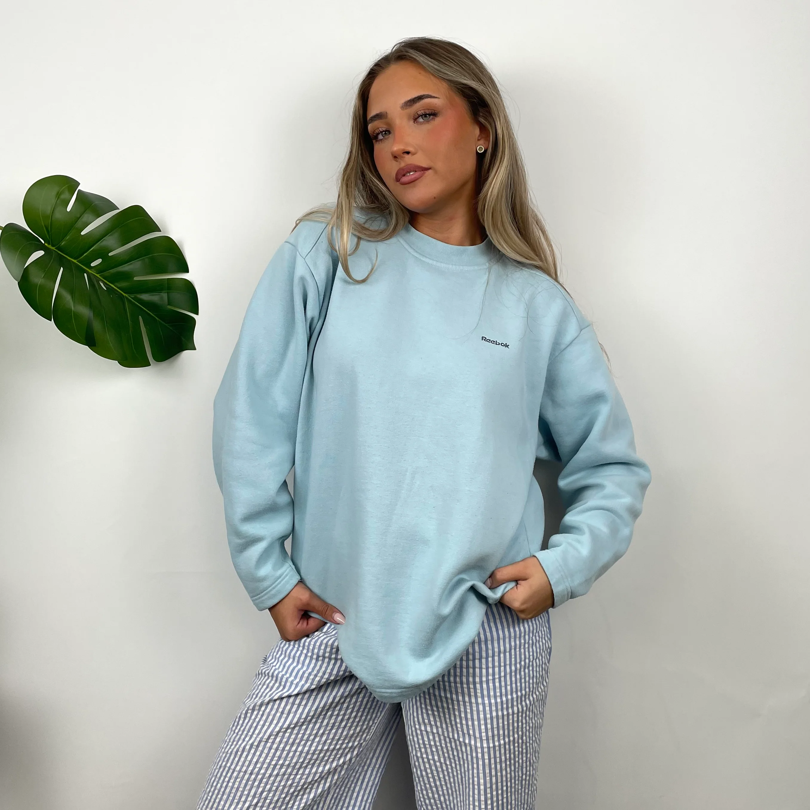 Reebok Baby Blue Embroidered Spell Out Sweatshirt (S) - Image 2