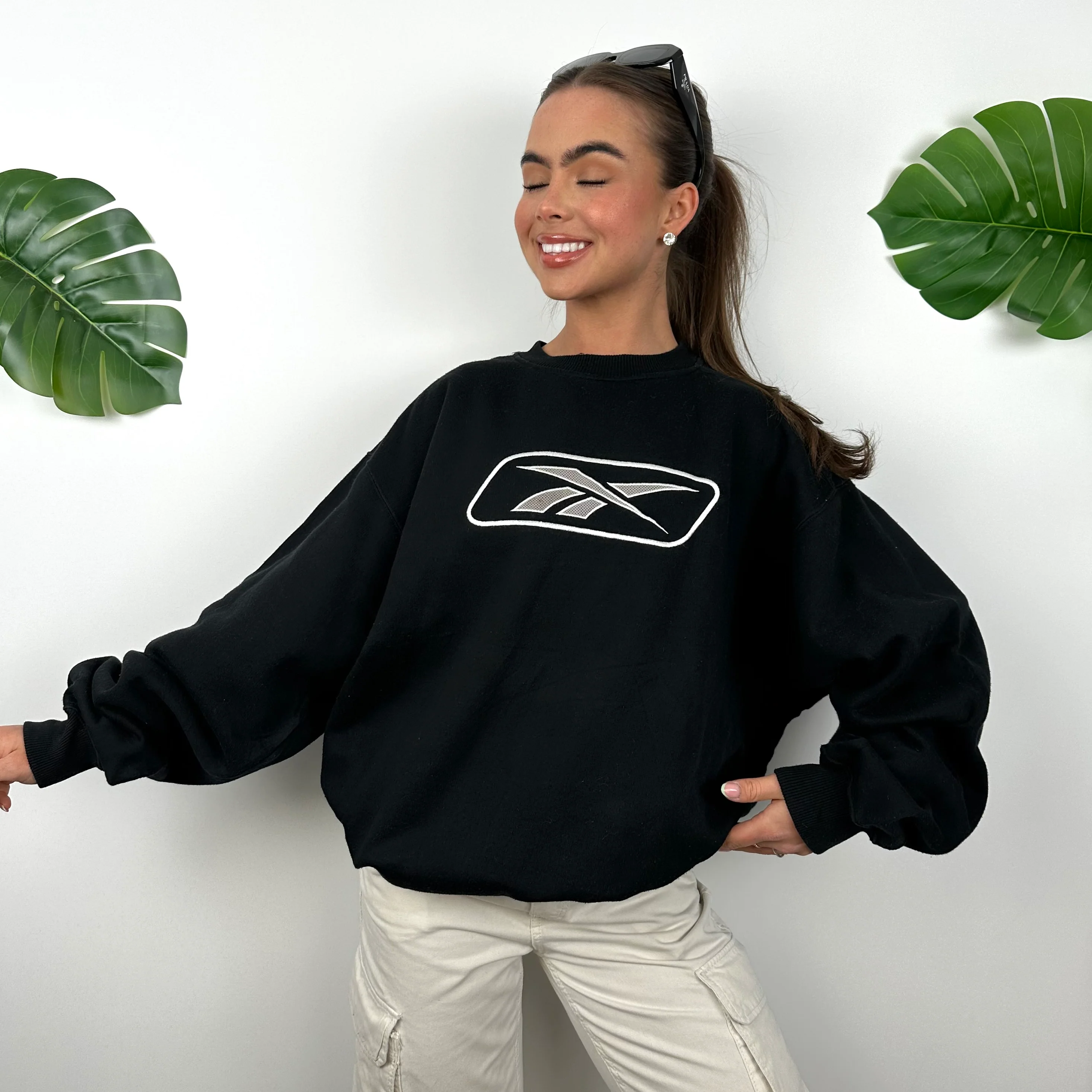 Reebok Black Embroidered Logo Sweatshirt (L) - Image 4