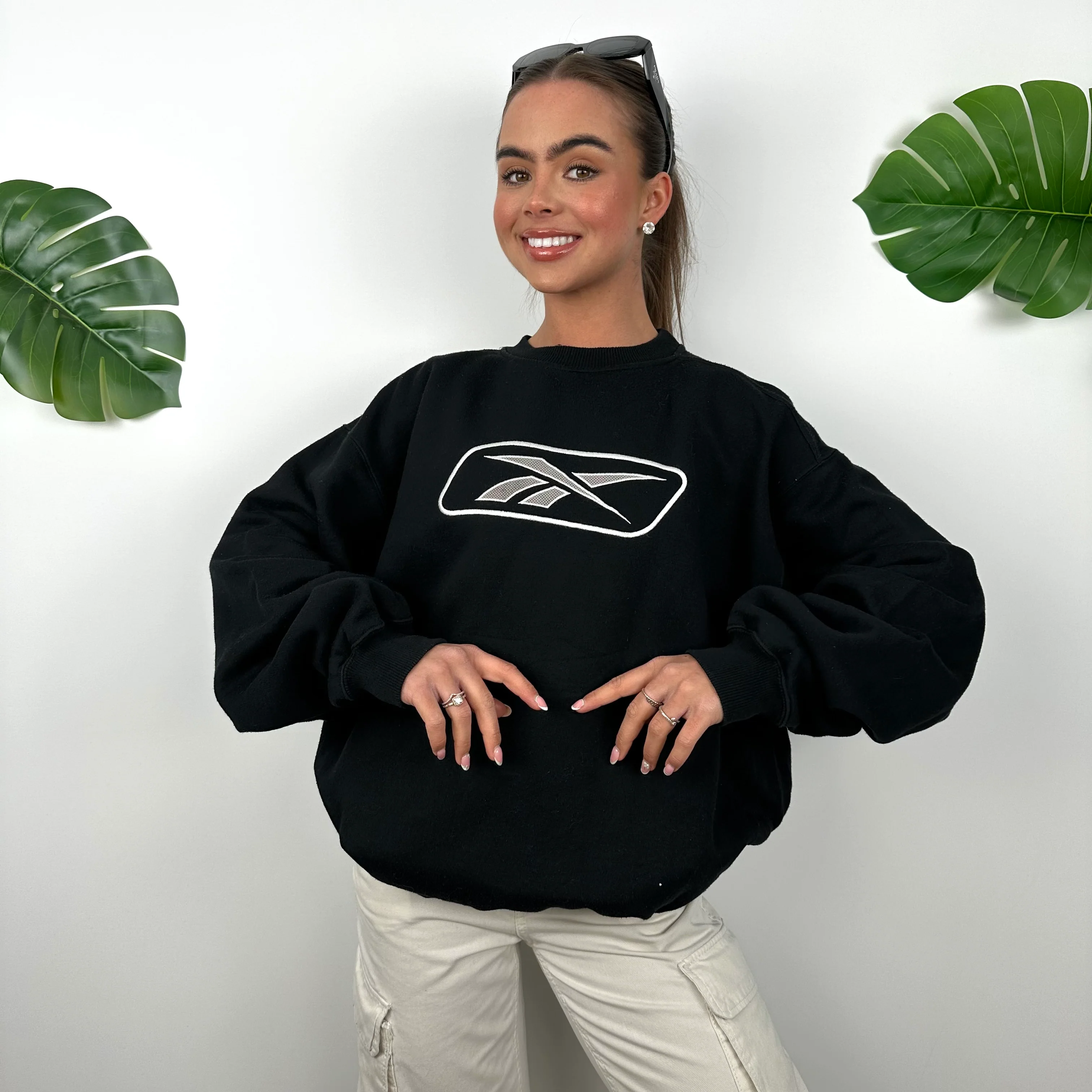 Reebok Black Embroidered Logo Sweatshirt (L) - Image 6