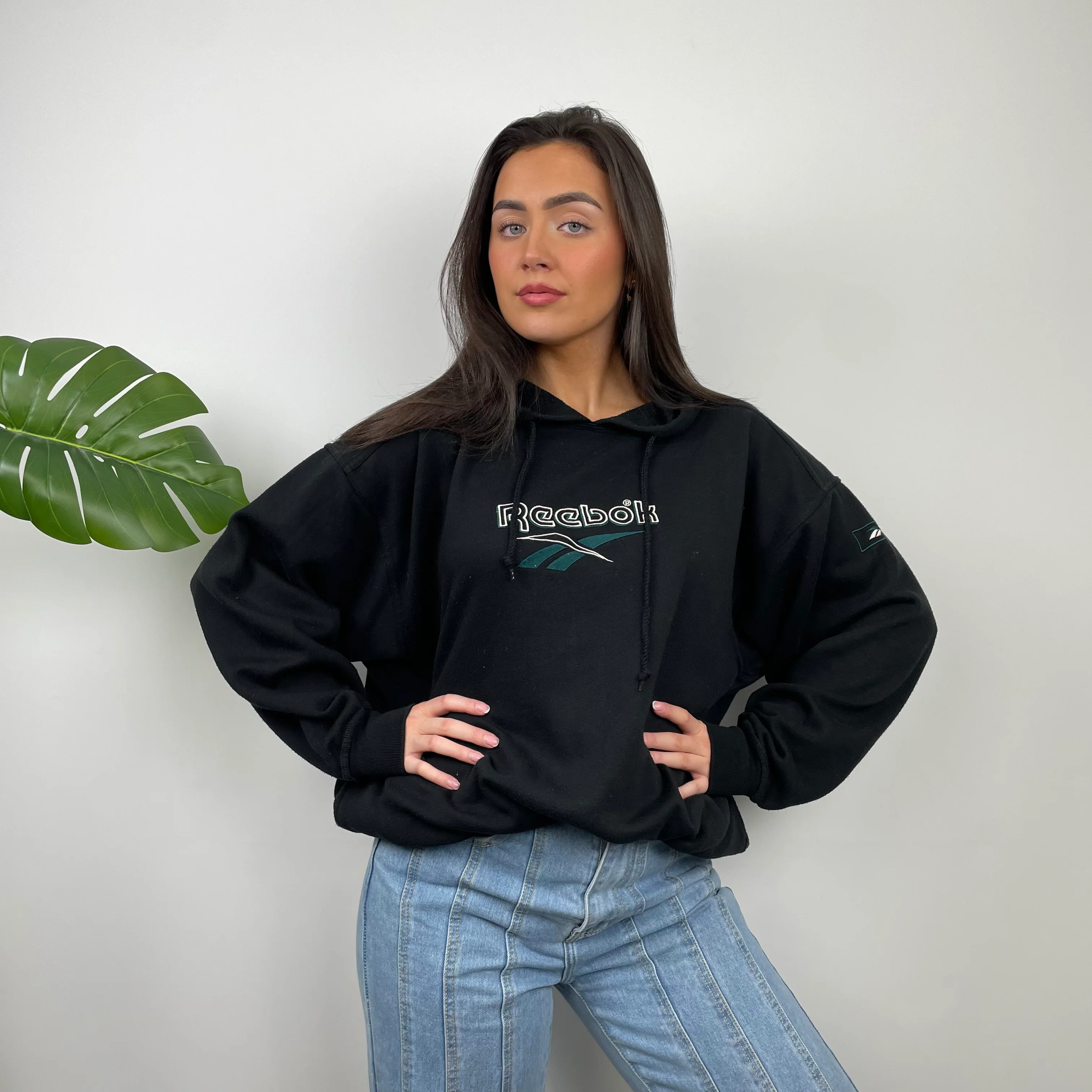 Reebok Black Embroidered Spell Out Hoodie (L) - Image 3