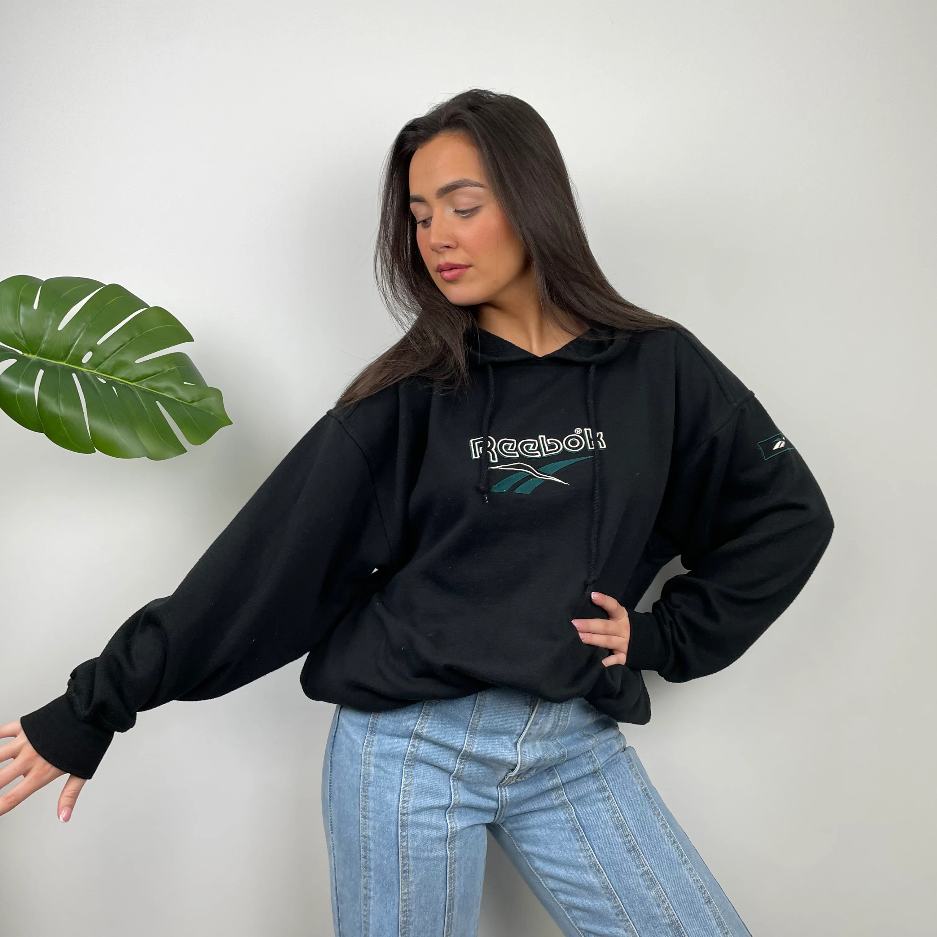 Reebok Black Embroidered Spell Out Hoodie (L) - Image 6