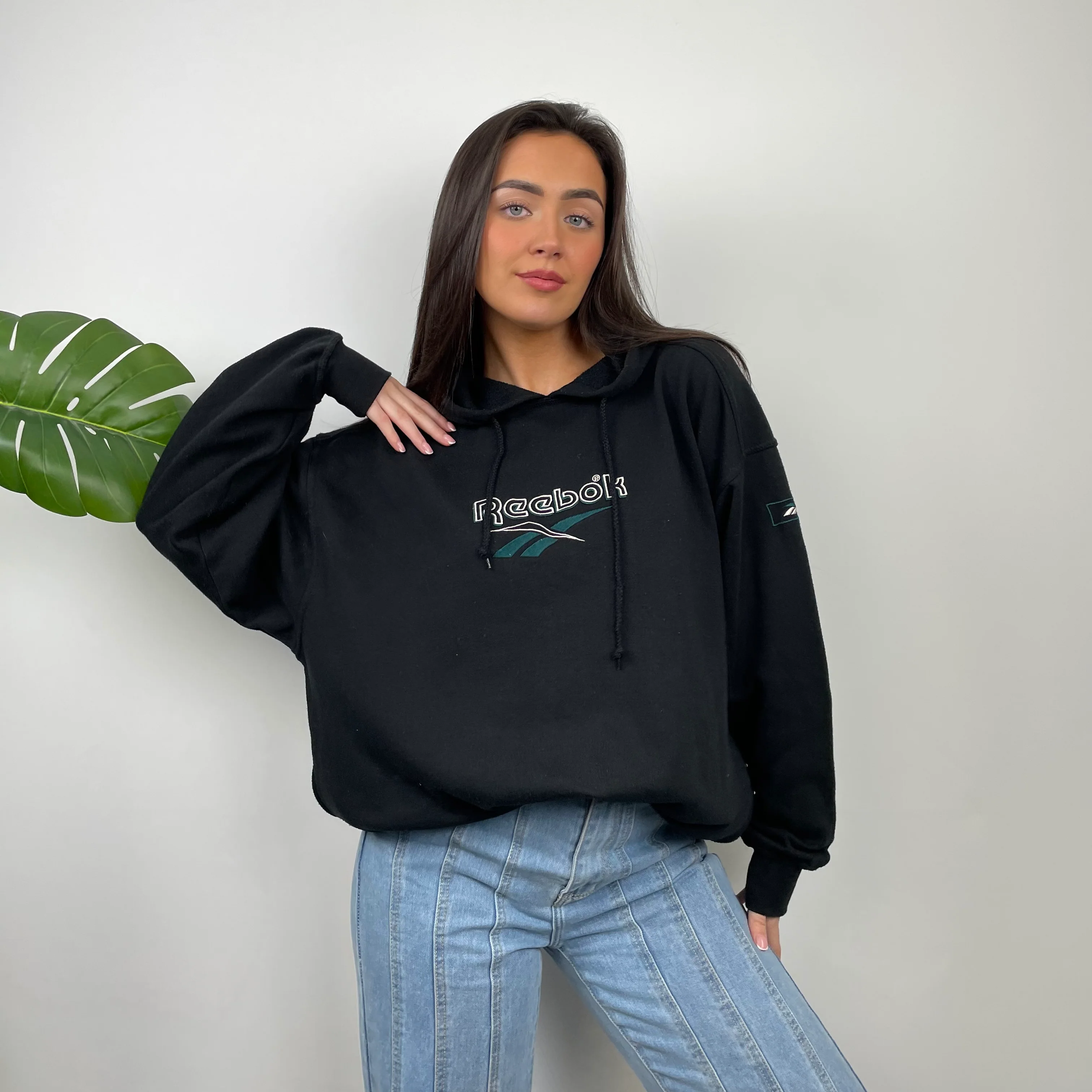 Reebok Black Embroidered Spell Out Hoodie (L) - Image 7