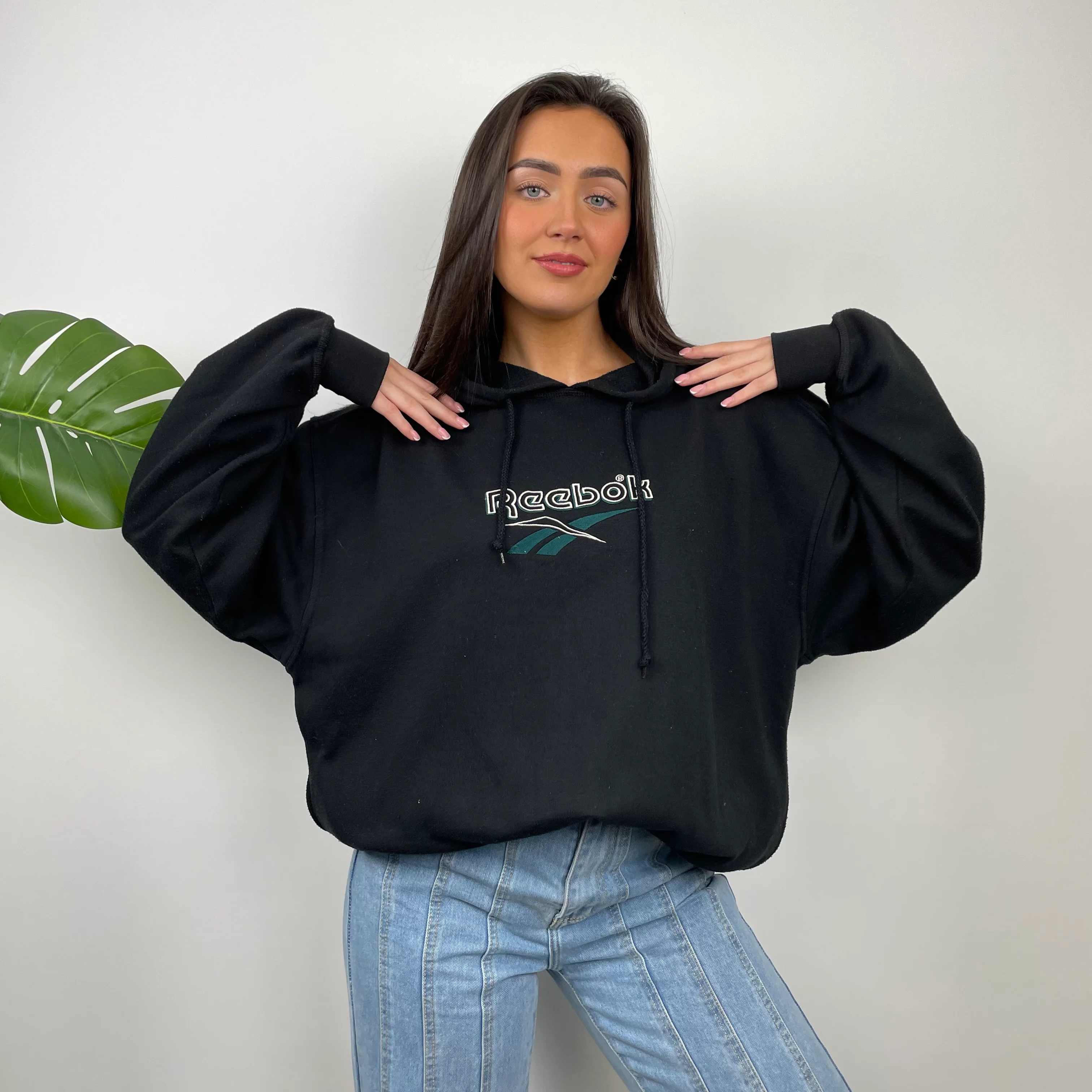 Reebok Black Embroidered Spell Out Hoodie (L) - Image 8