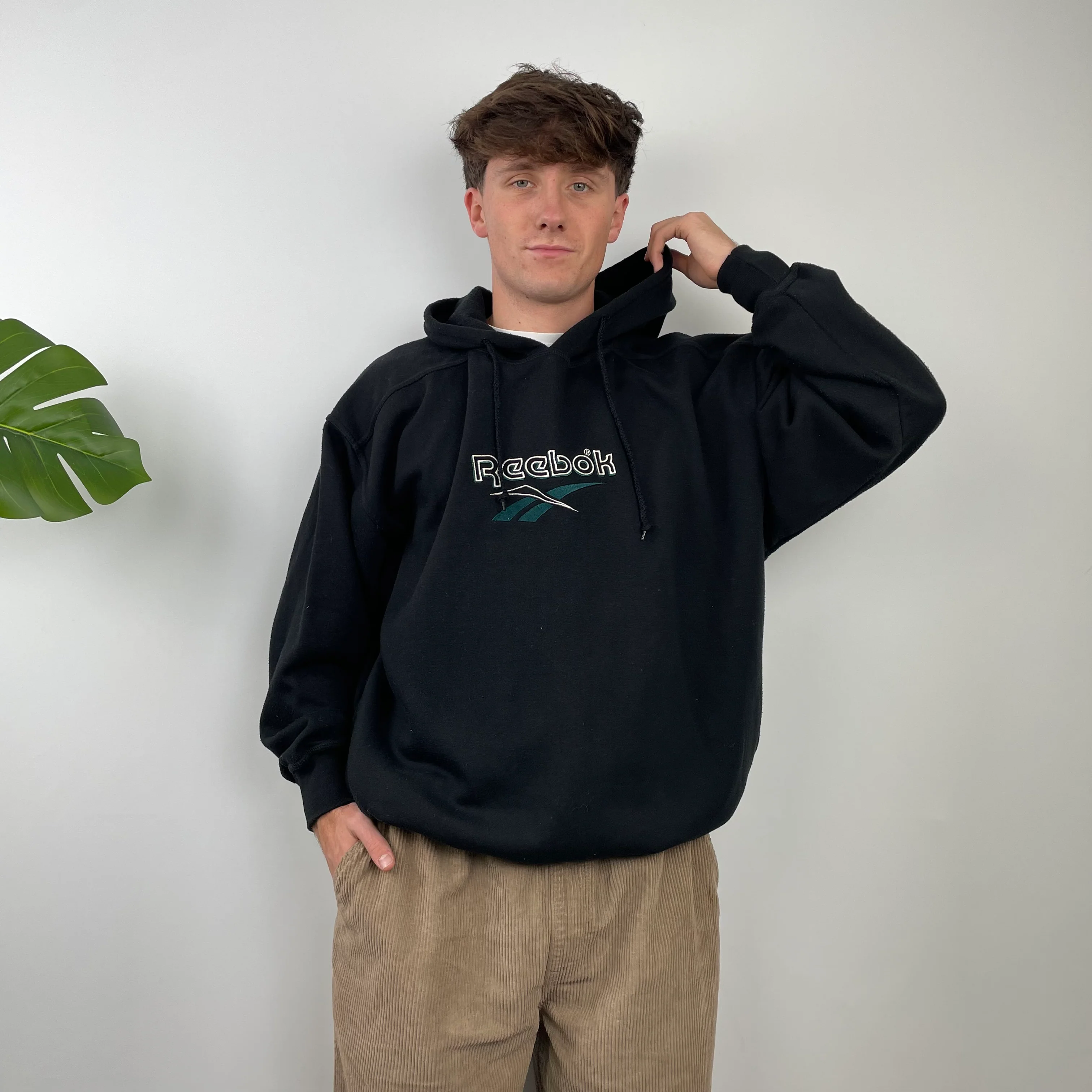 Reebok Black Embroidered Spell Out Hoodie (M) - Image 2