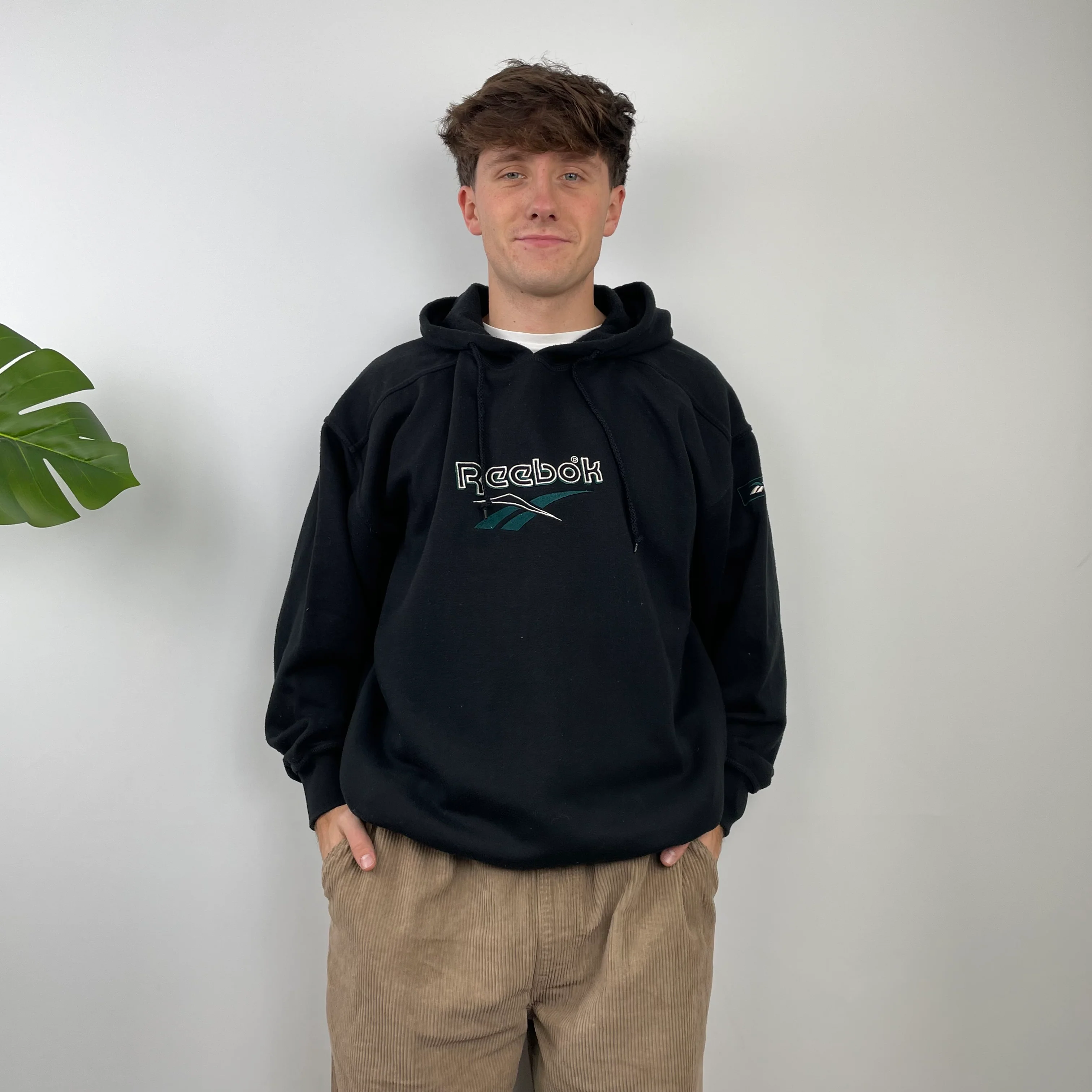 Reebok Black Embroidered Spell Out Hoodie (M) - Image 3