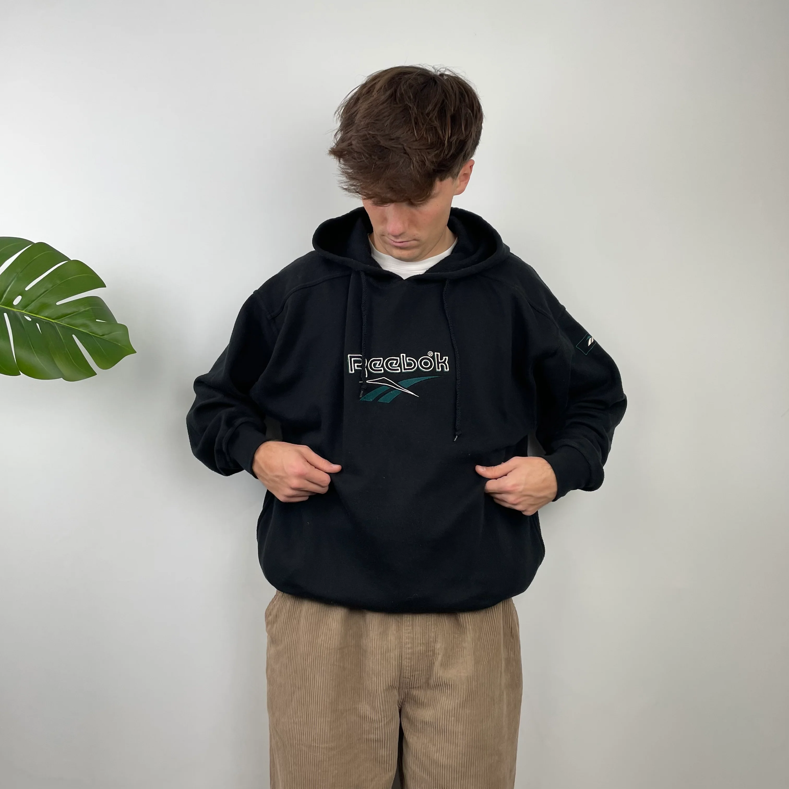 Reebok Black Embroidered Spell Out Hoodie (M) - Image 4