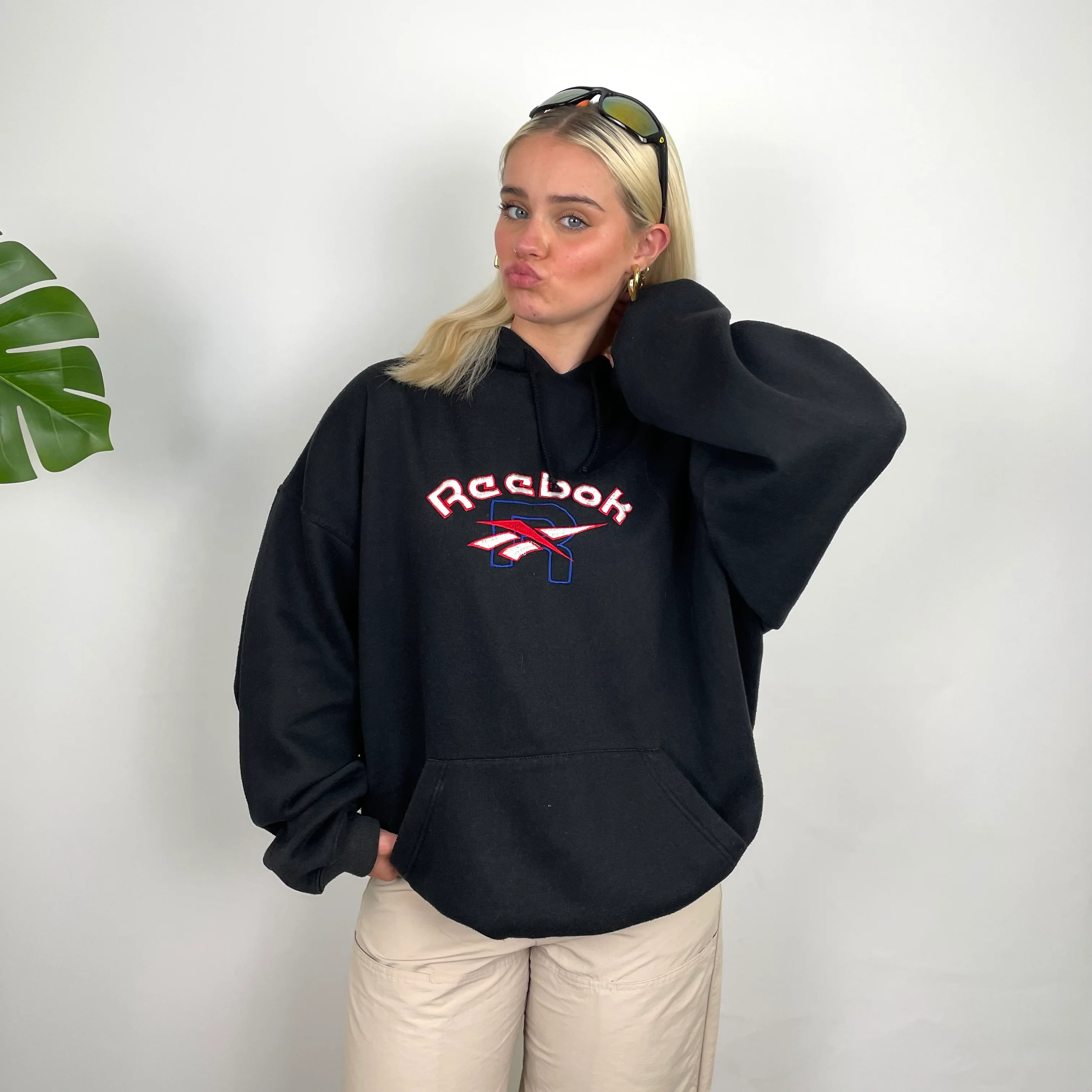 Reebok Black Embroidered Spell Out Hoodie (L) - Image 3