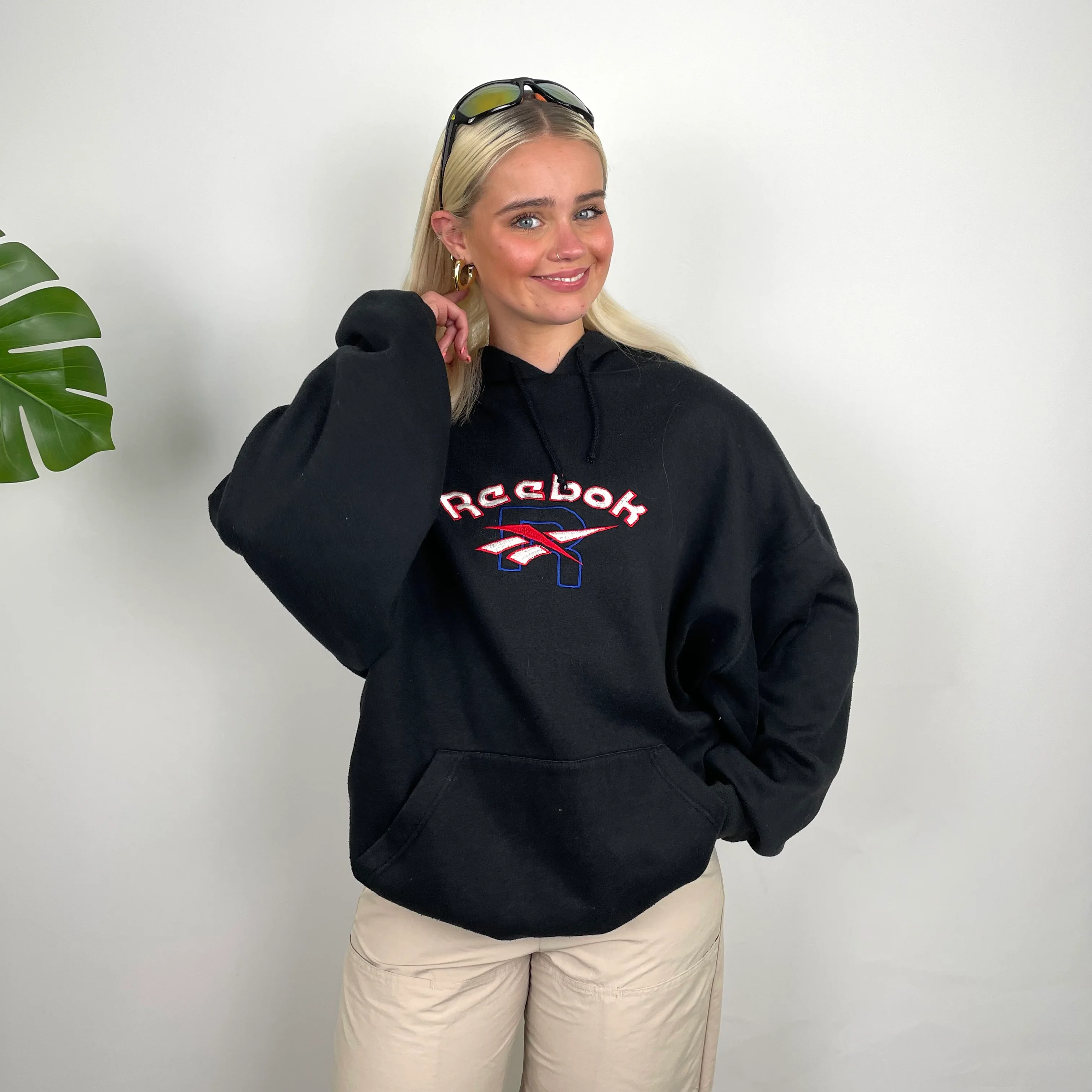 Reebok Black Embroidered Spell Out Hoodie (L) - Image 4