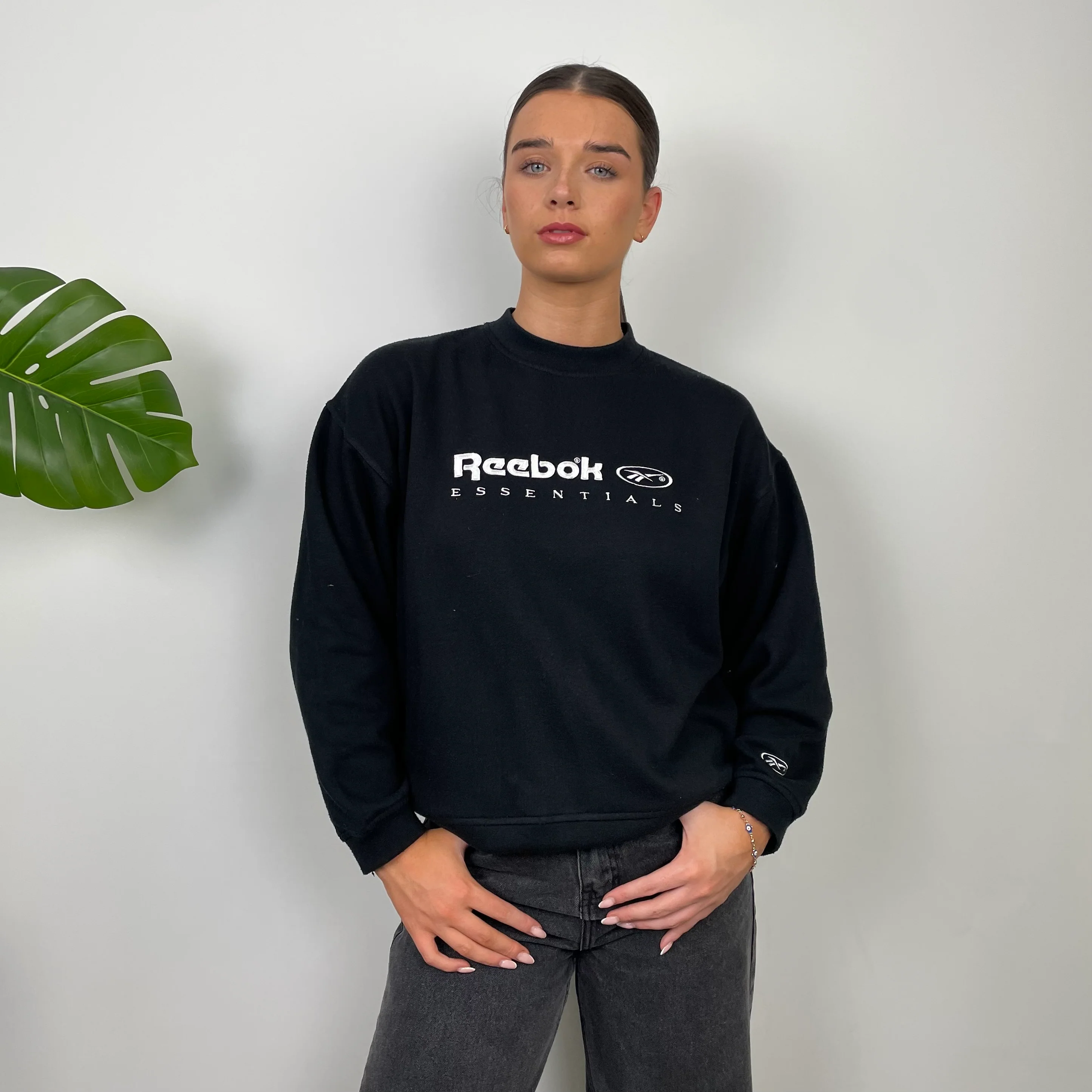Reebok Black Embroidered Spell Out Sweatshirt (S) - Image 2