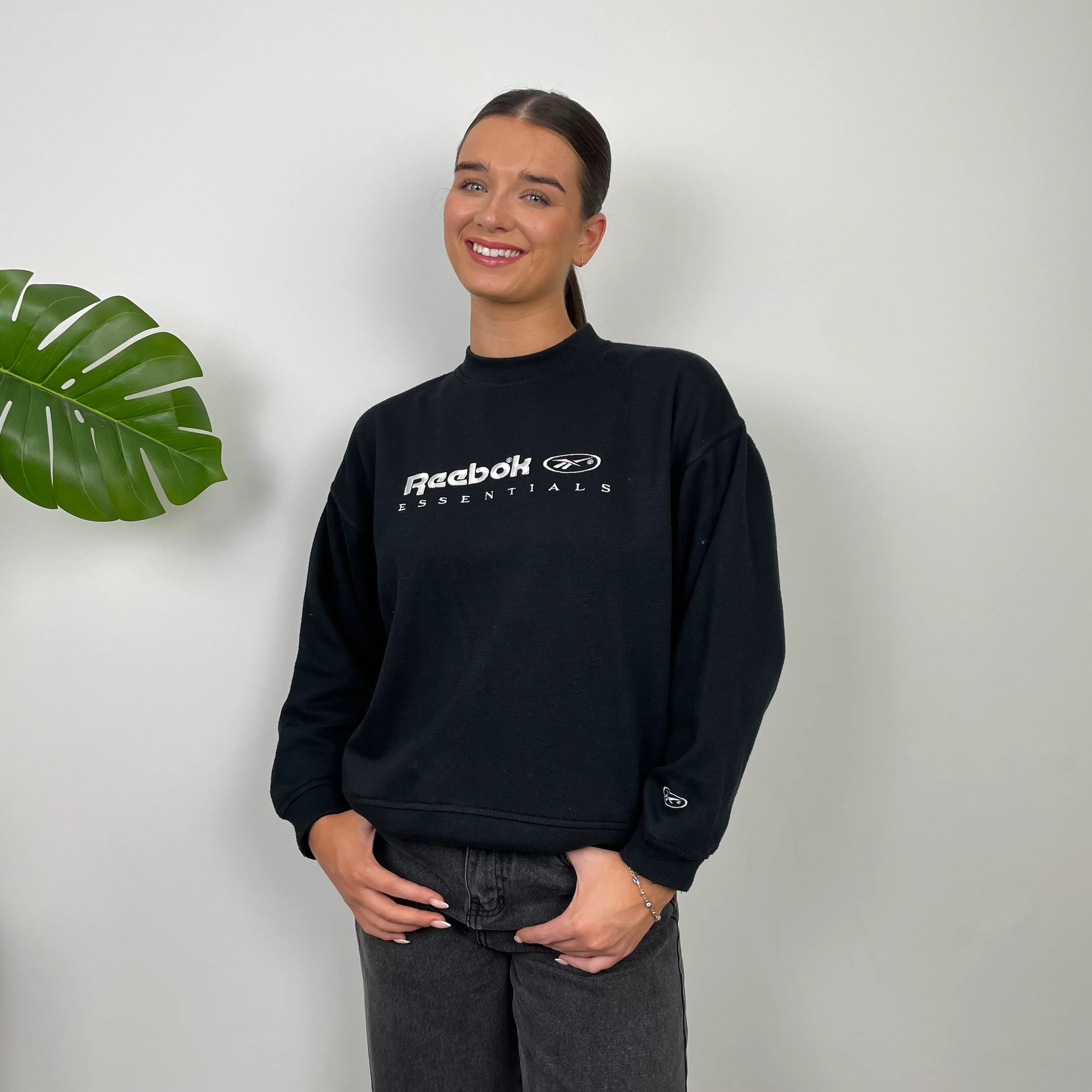 Reebok Black Embroidered Spell Out Sweatshirt (S) - Image 4