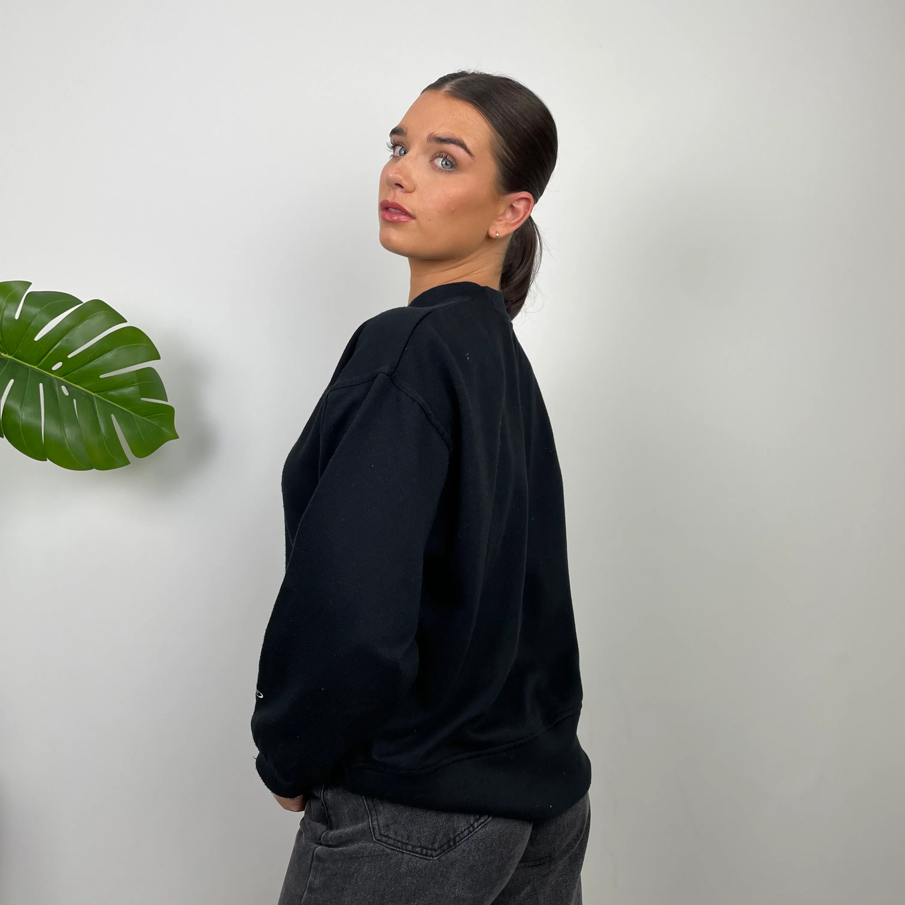 Reebok Black Embroidered Spell Out Sweatshirt (S) - Image 5