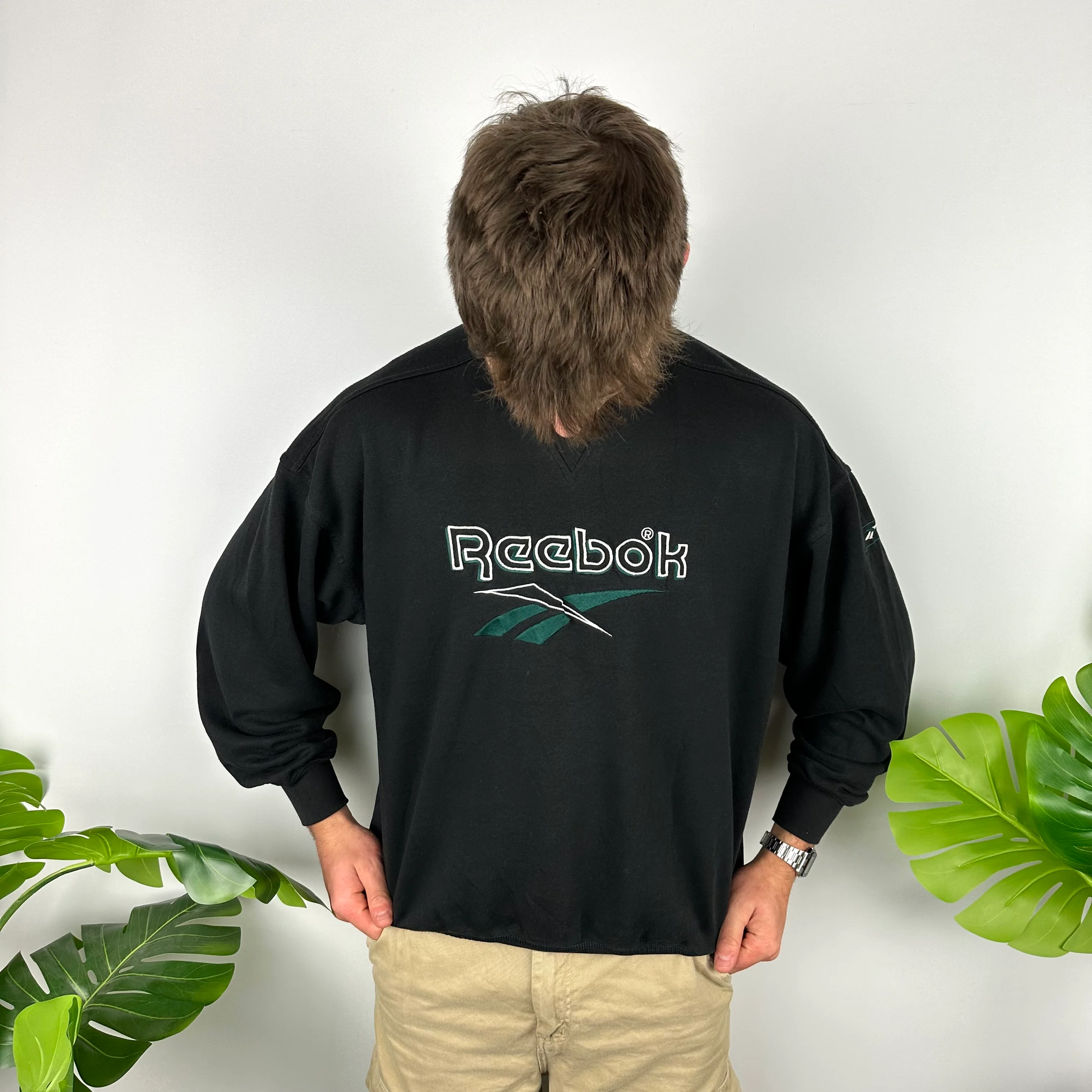 Reebok Black Embroidered Spell Out Sweatshirt (M) - Image 6