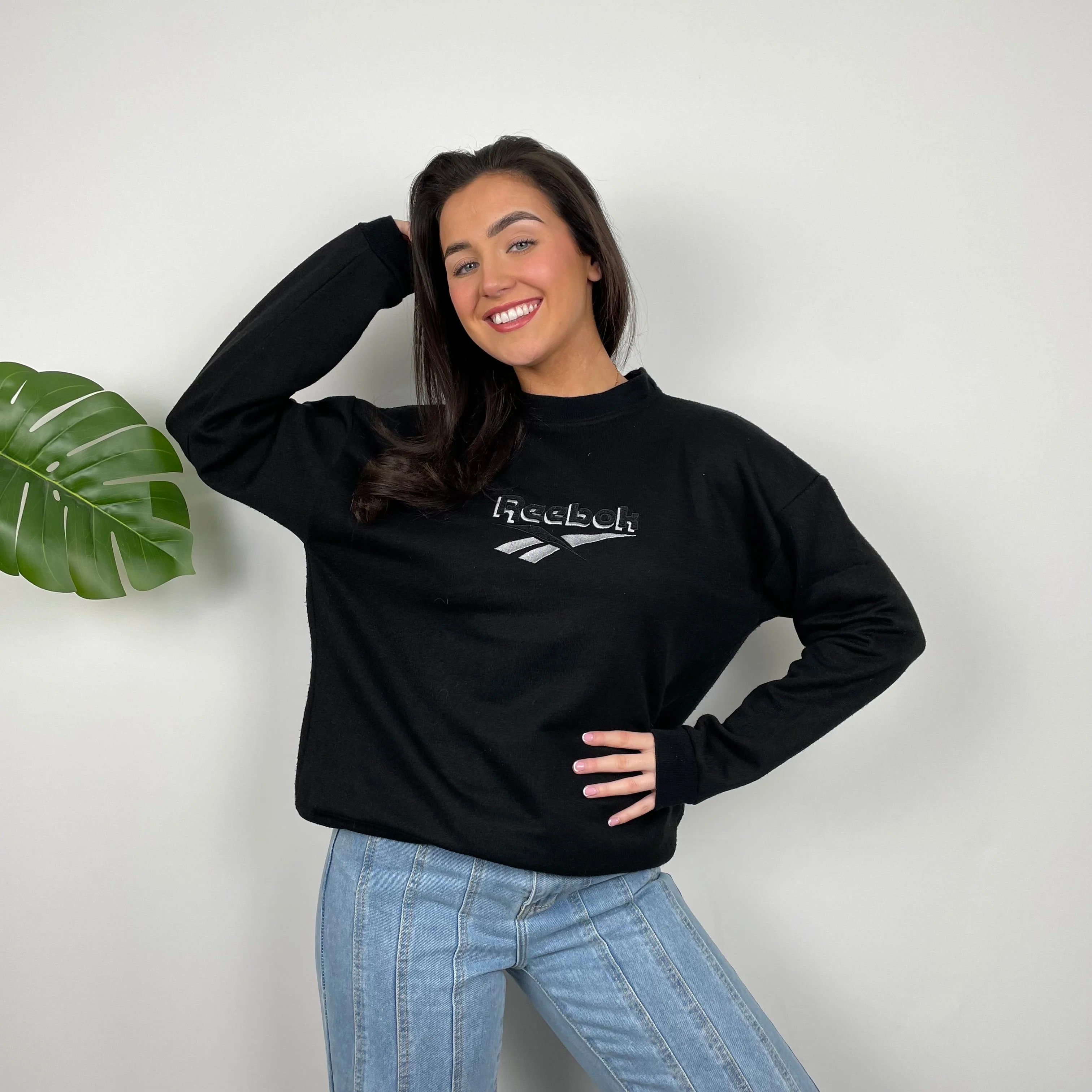 Reebok Black Embroidered Spell Out Sweatshirt (L) - Image 2