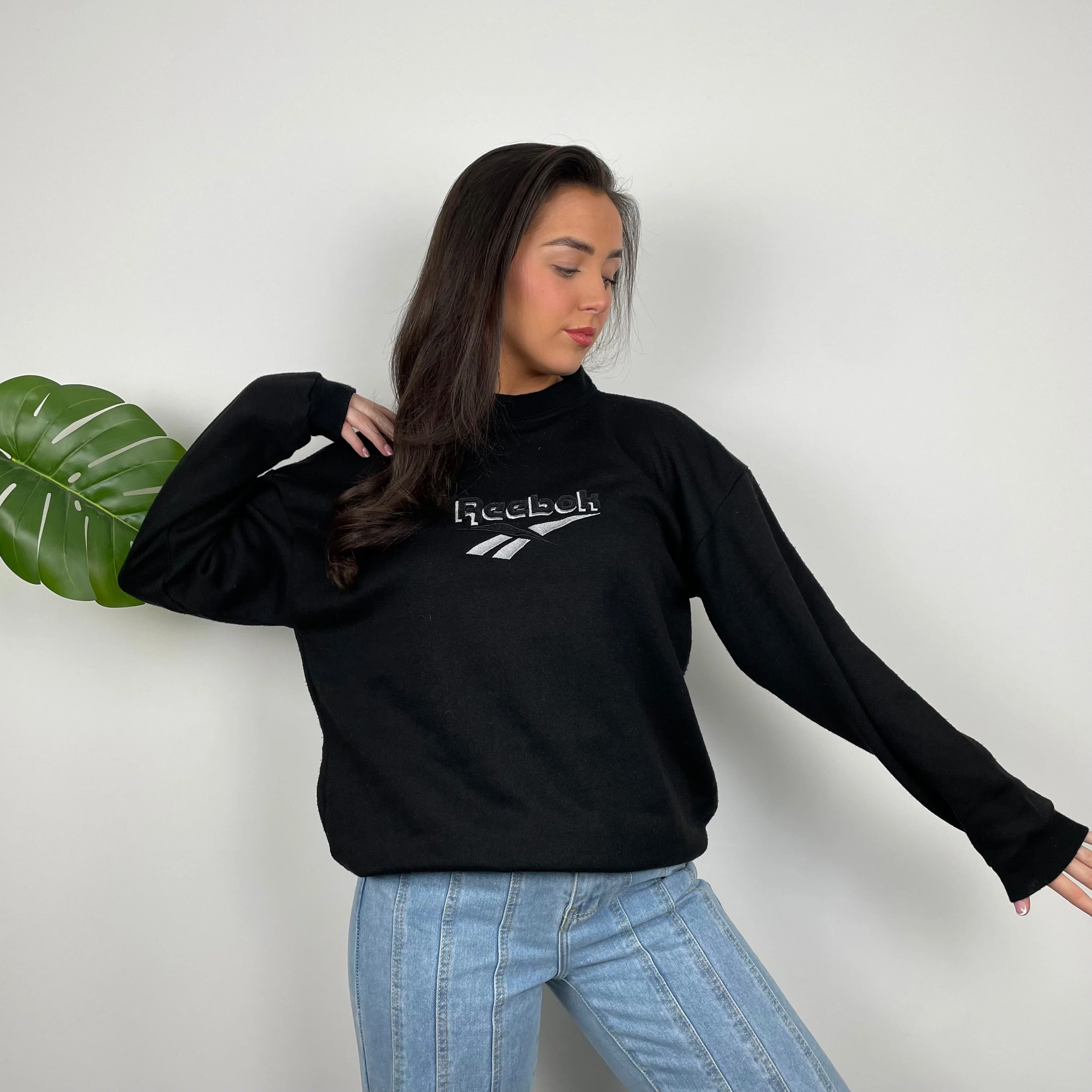 Reebok Black Embroidered Spell Out Sweatshirt (L) - Image 3