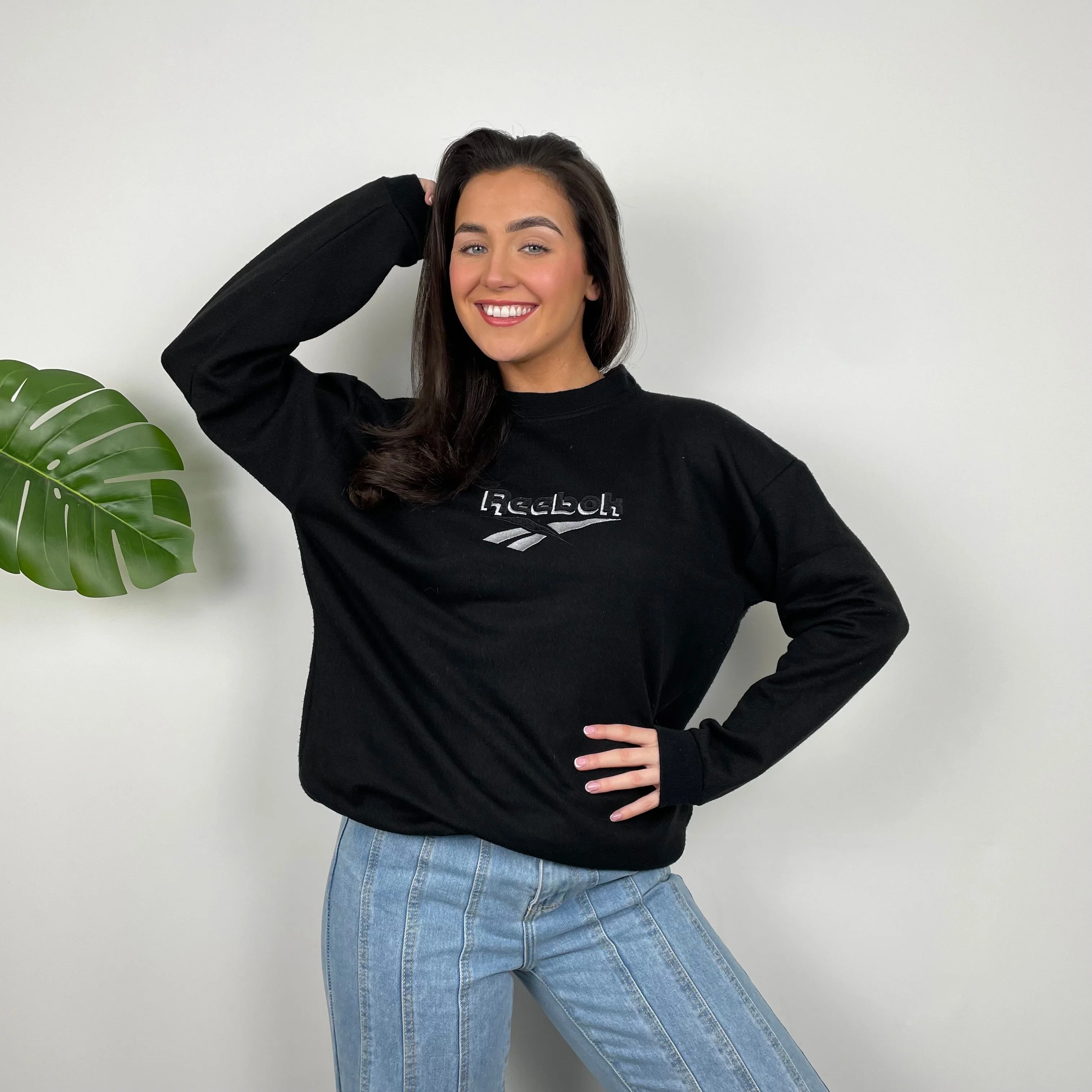 Reebok Black Embroidered Spell Out Sweatshirt (L) - Image 4