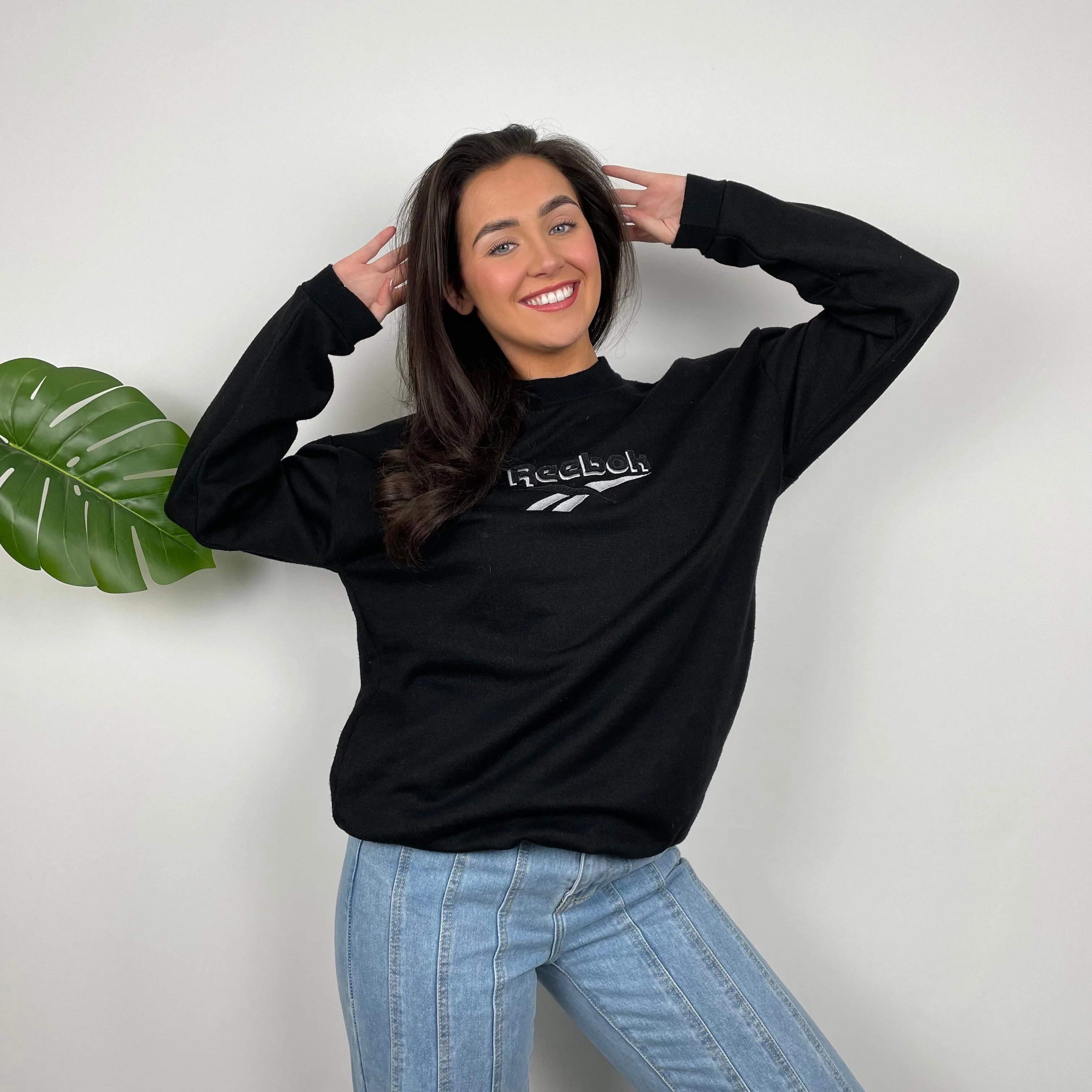 Reebok Black Embroidered Spell Out Sweatshirt (L) - Image 5