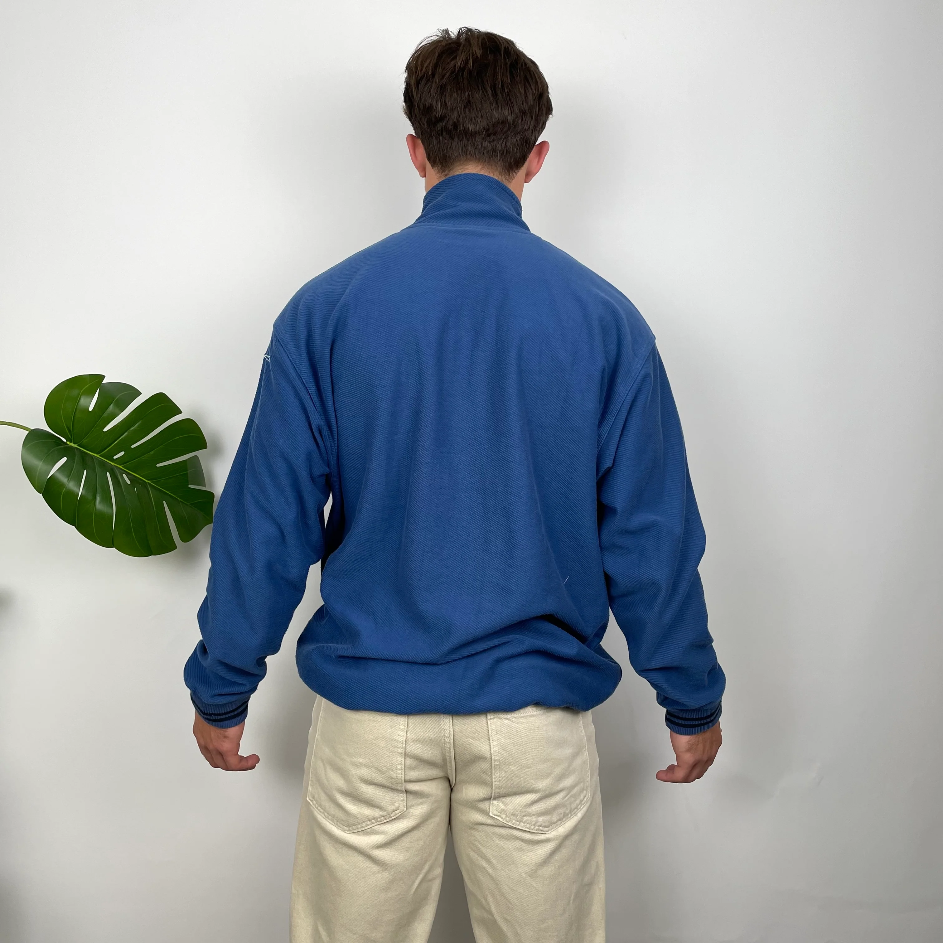 Reebok Blue Embroidered Spell Out Quarter Zip Sweatshirt (M) - Image 5