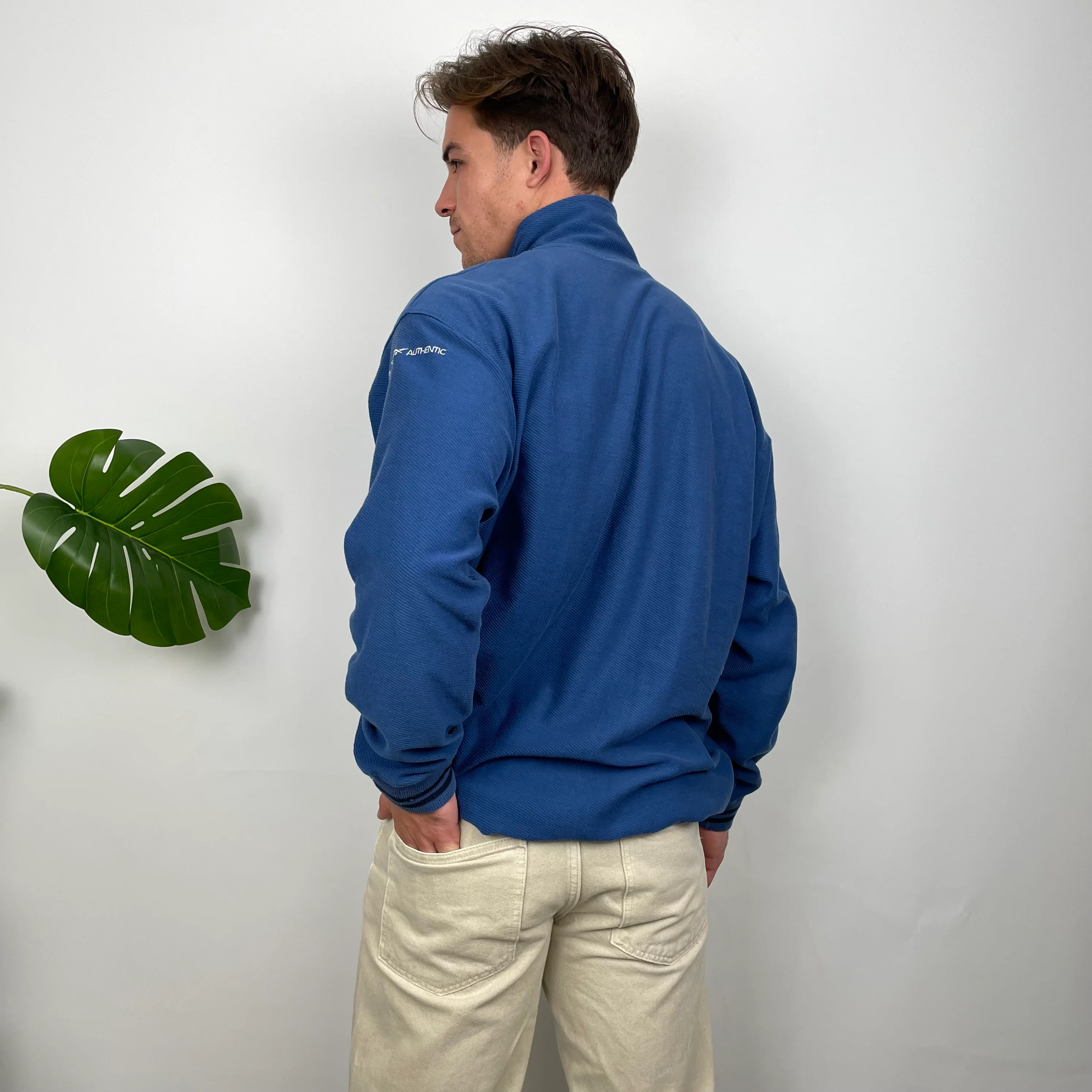 Reebok Blue Embroidered Spell Out Quarter Zip Sweatshirt (M) - Image 6