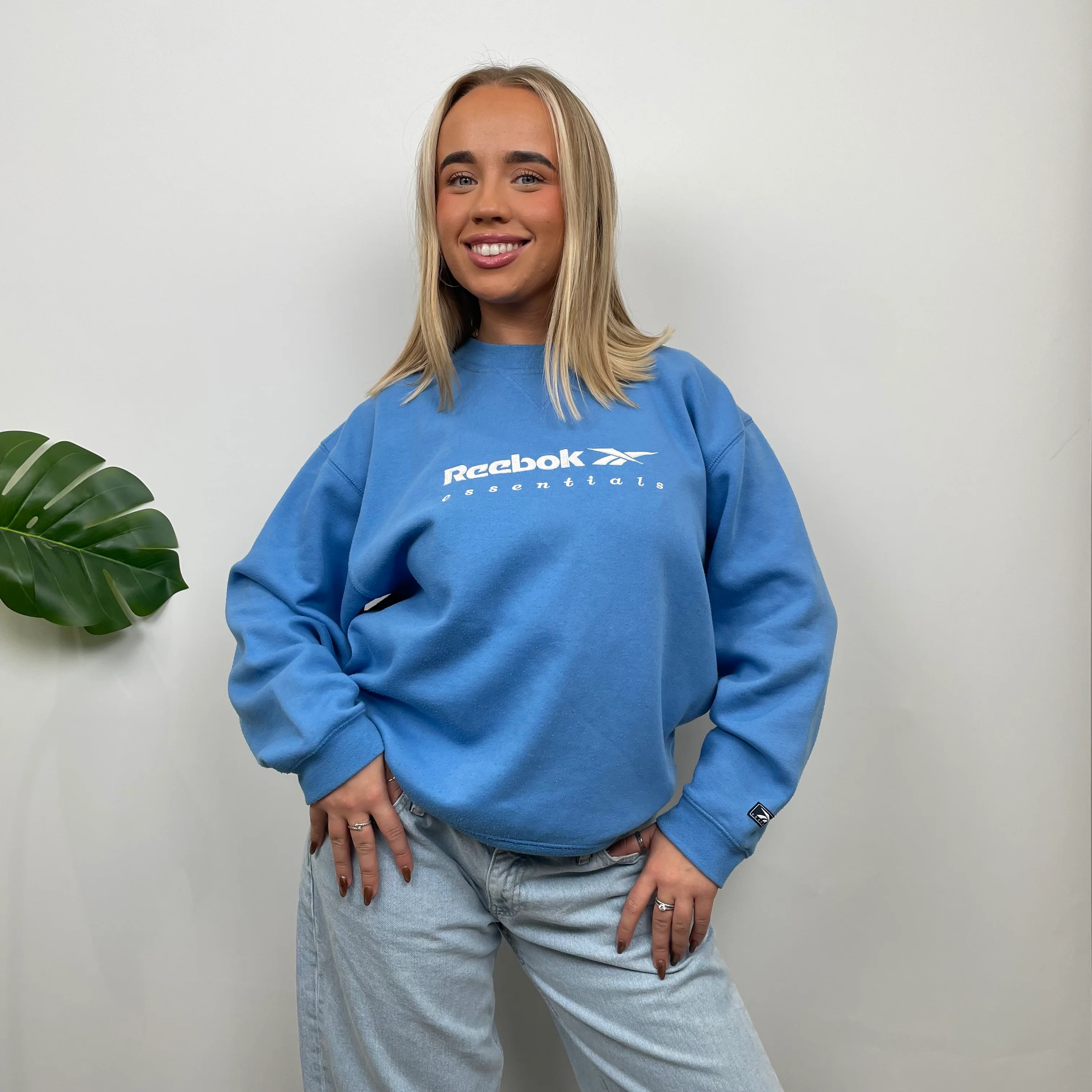 Reebok Blue Embroidered Spell Out Sweatshirt (S) - Image 3