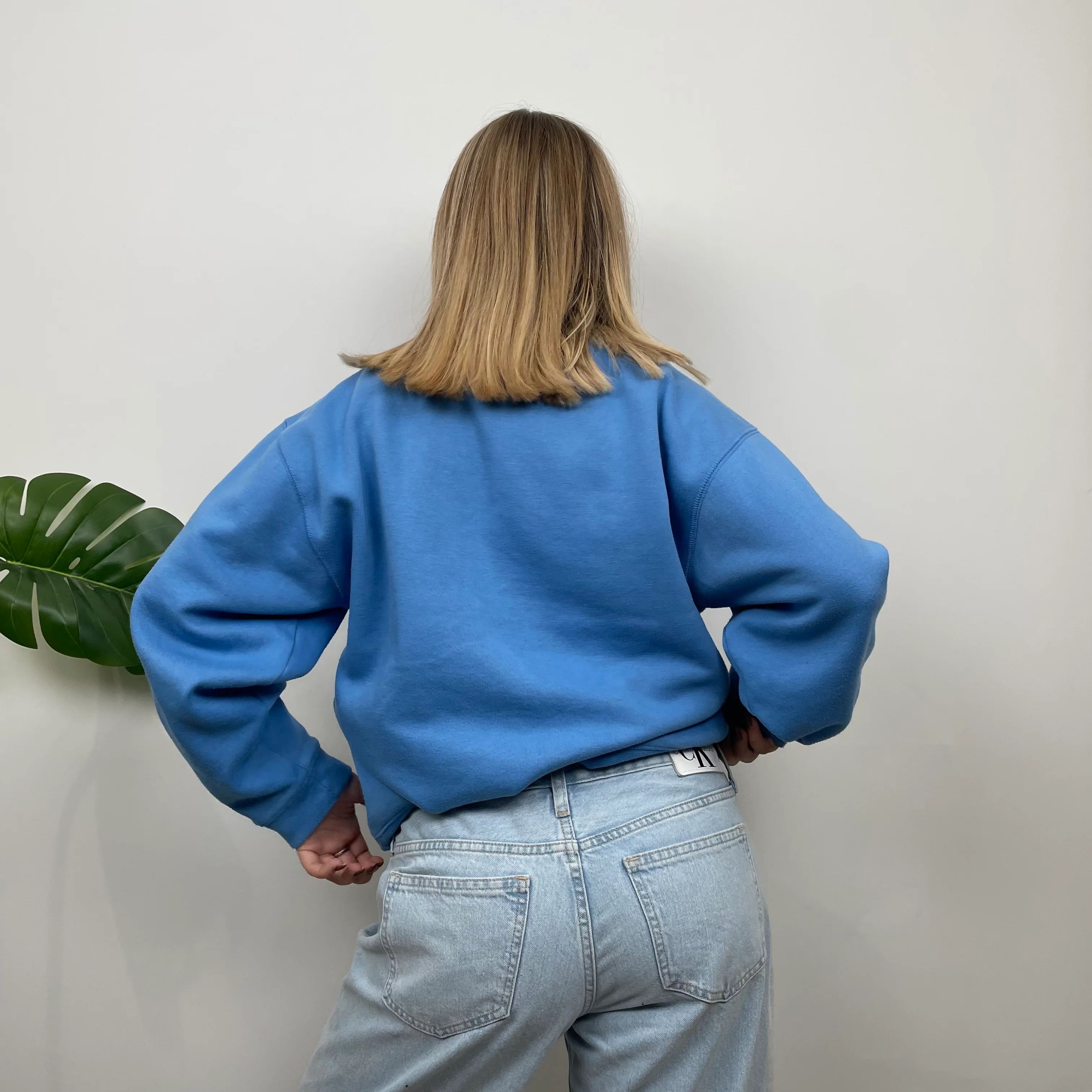 Reebok Blue Embroidered Spell Out Sweatshirt (S) - Image 7