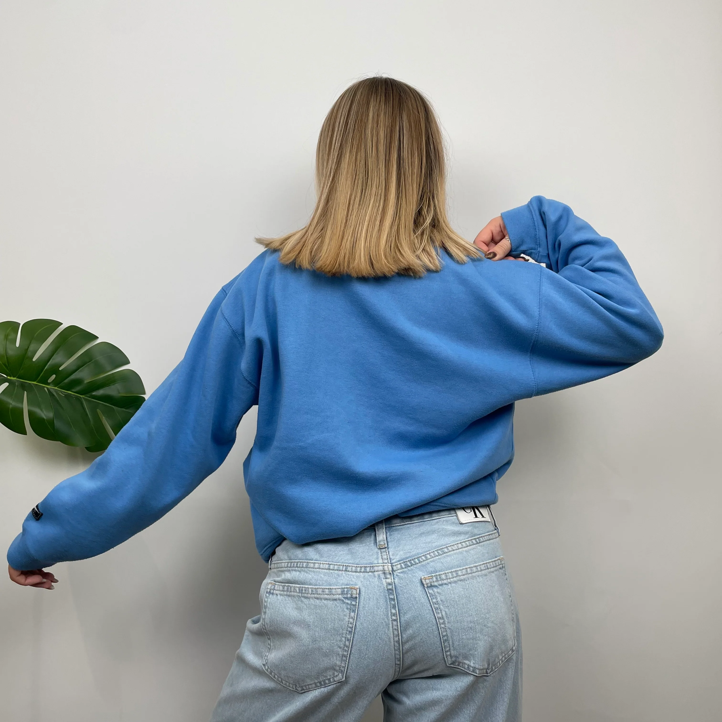 Reebok Blue Embroidered Spell Out Sweatshirt (S) - Image 8