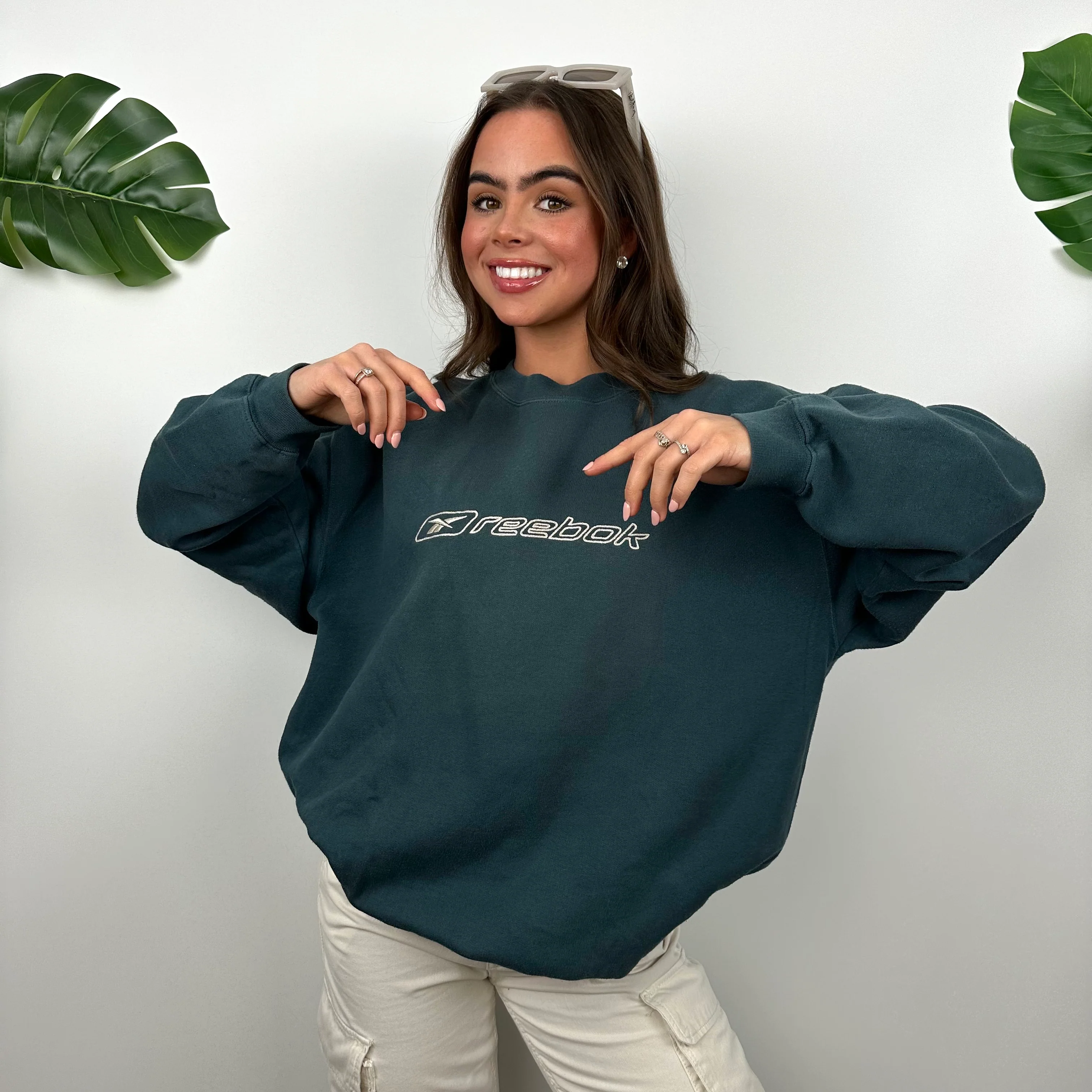 Reebok Embroidered Blue Spell Out Sweatshirt (M) - Image 3