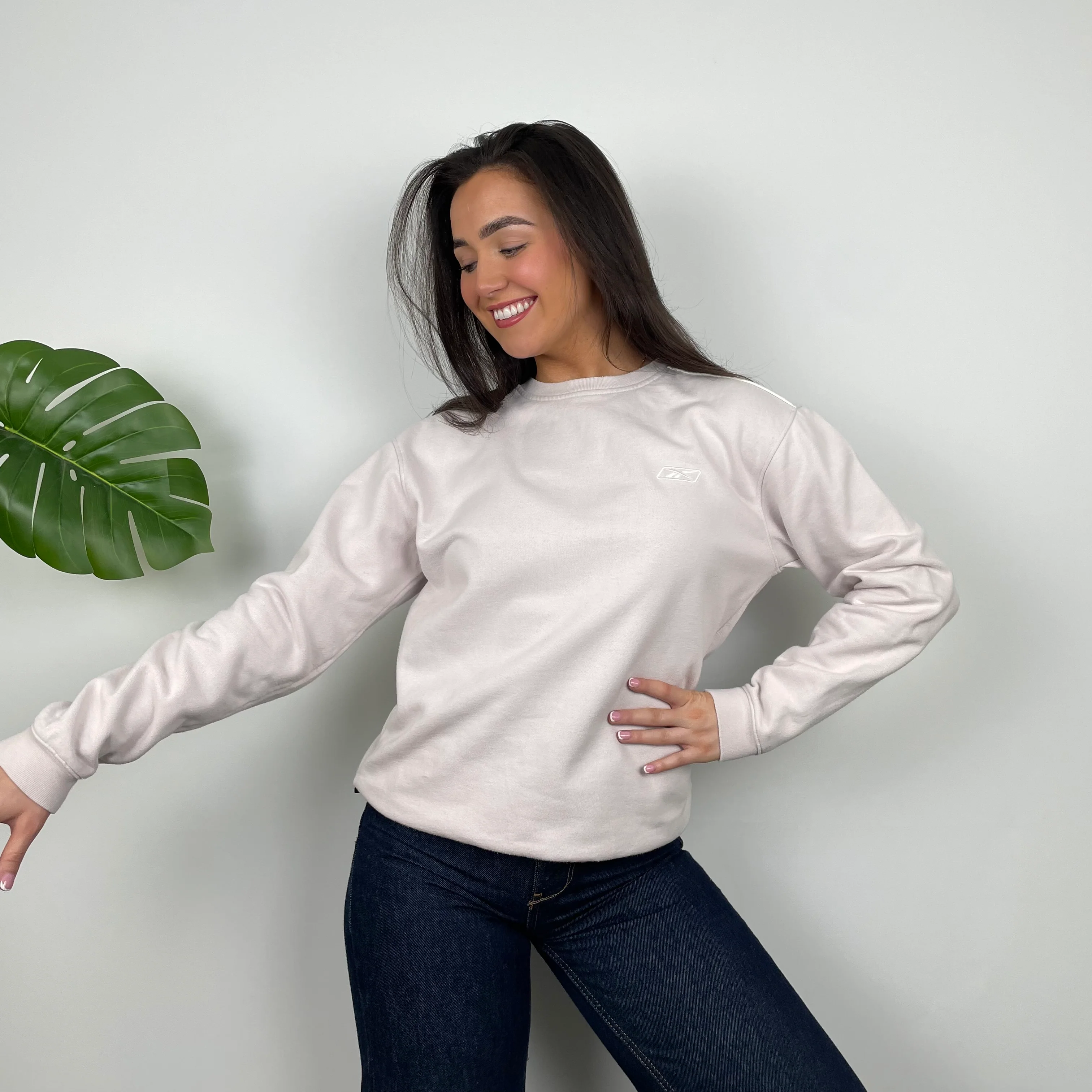 Reebok Blush Pink Embroidered Spell Out Sweatshirt (M)