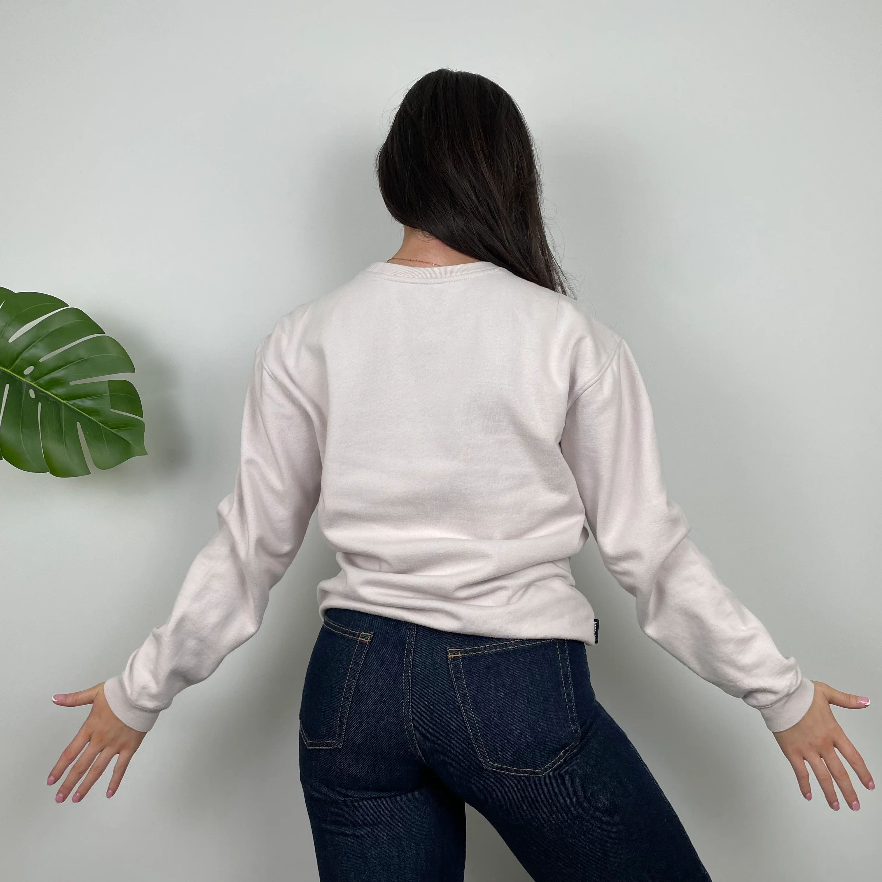 Reebok Blush Pink Embroidered Spell Out Sweatshirt (M) - Image 5