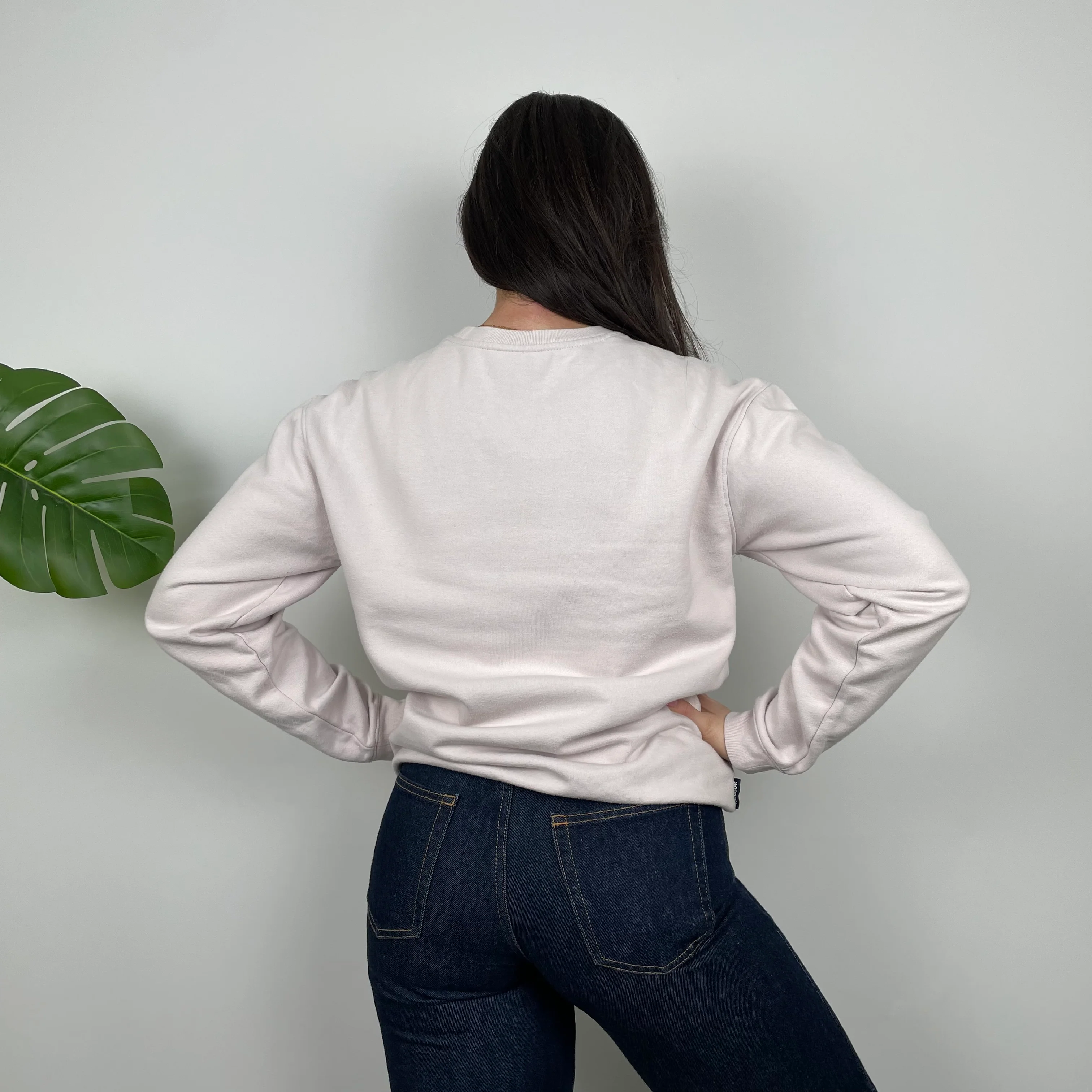 Reebok Blush Pink Embroidered Spell Out Sweatshirt (M) - Image 6