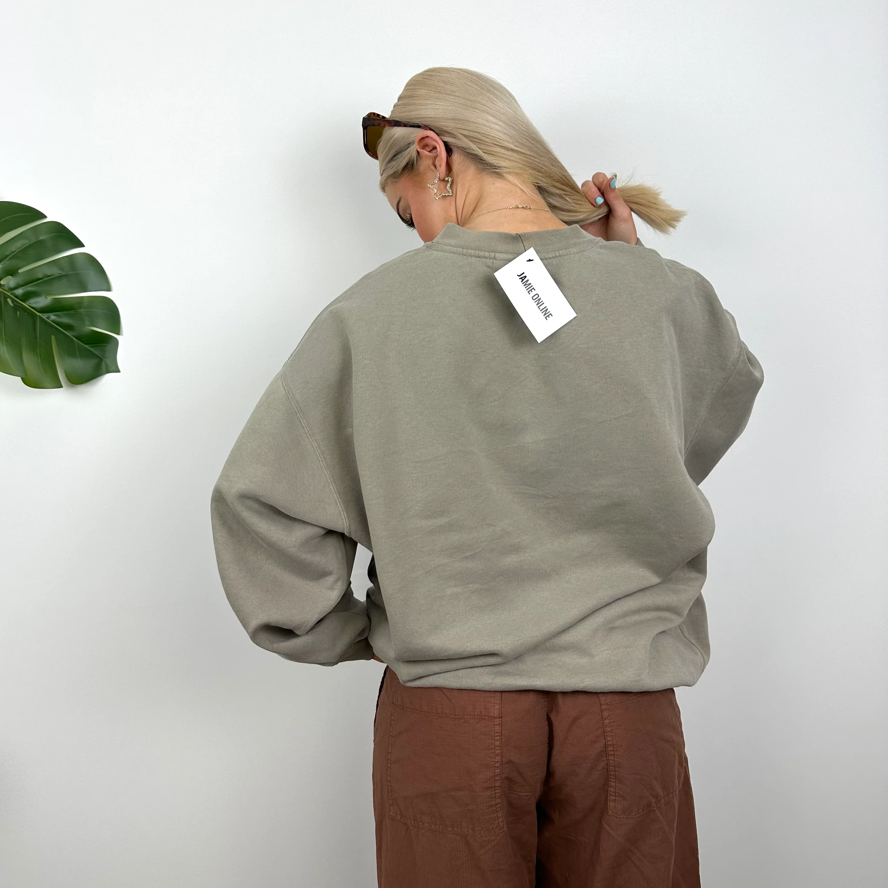 Reebok Brown Embroidered Spell Out Sweatshirt (L) - Image 7