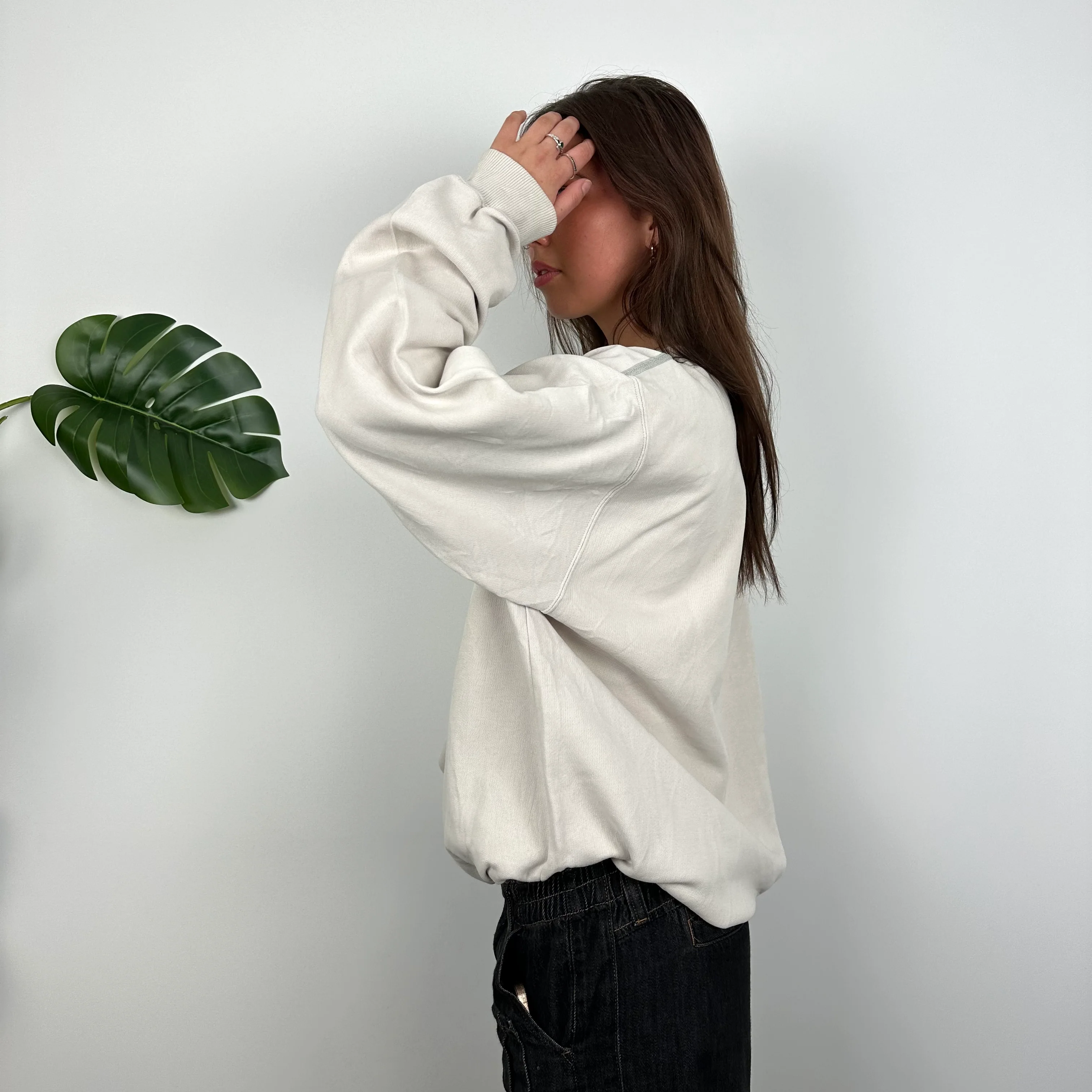 Reebok Cream Embroidered Logo Sweatshirt (L) - Image 4