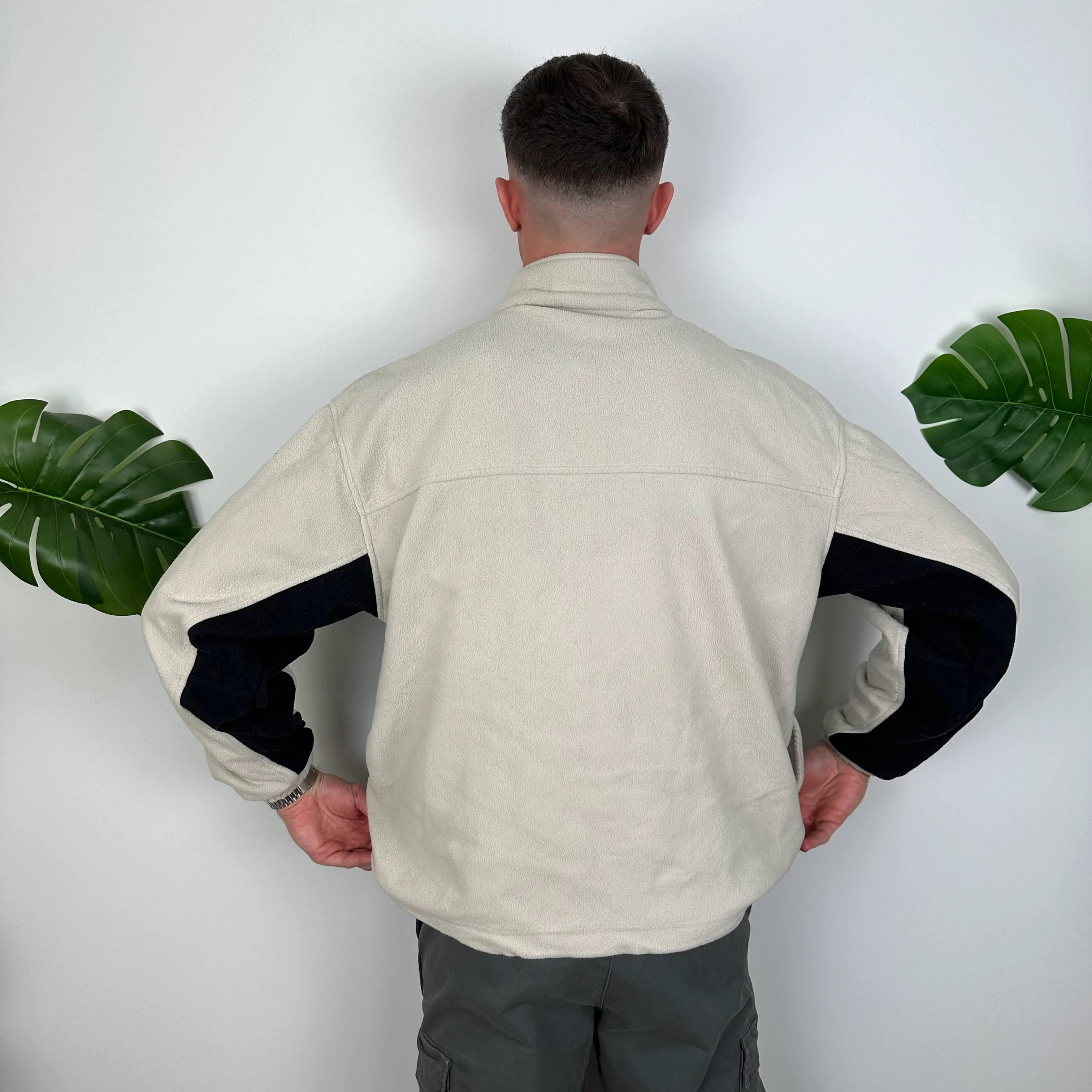 Reebok Cream Embroidered Spell Out Quarter Zip Sweatshirt (L) - Image 6
