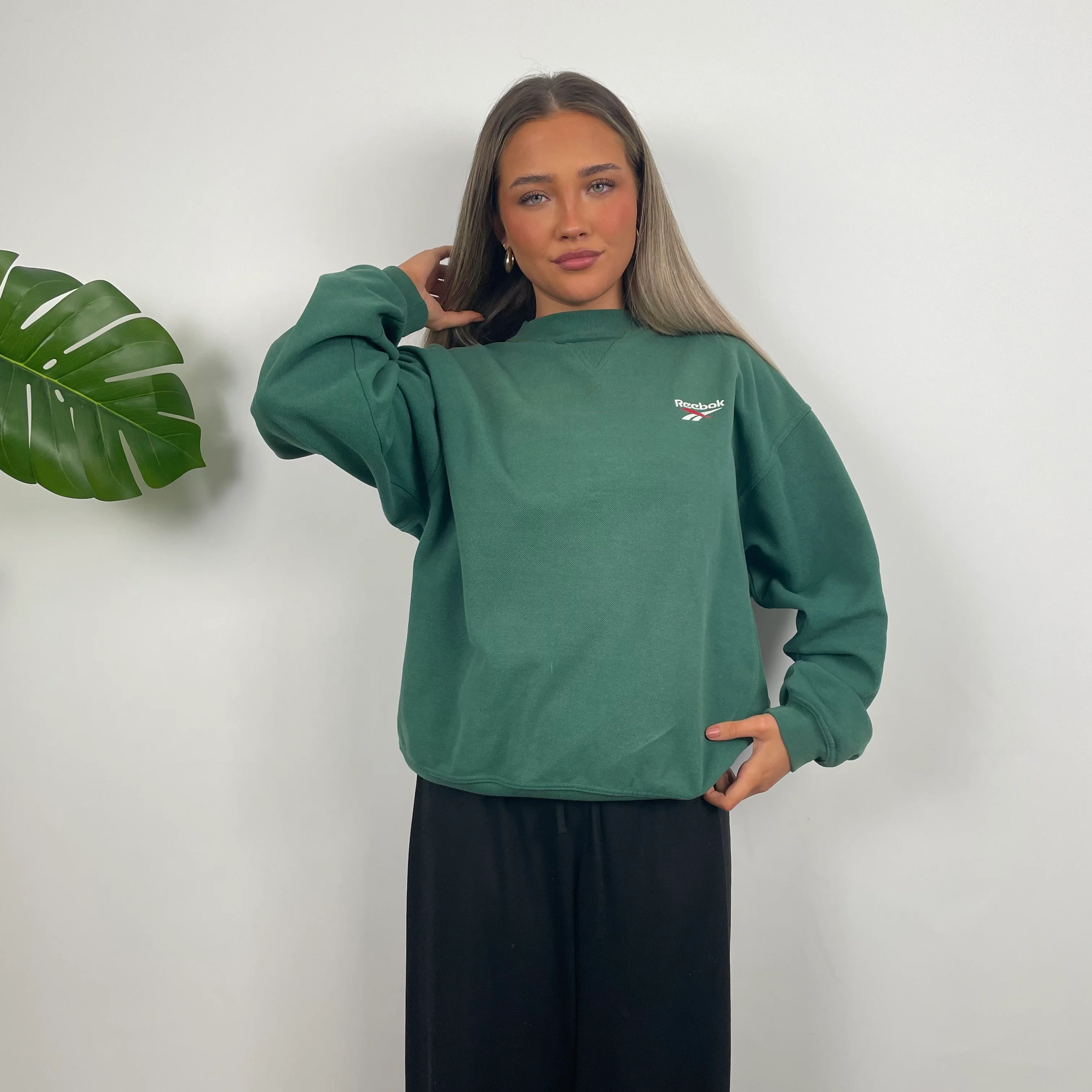 Reebok Green Embroidered Spell Out Sweatshirt (S) - Image 3