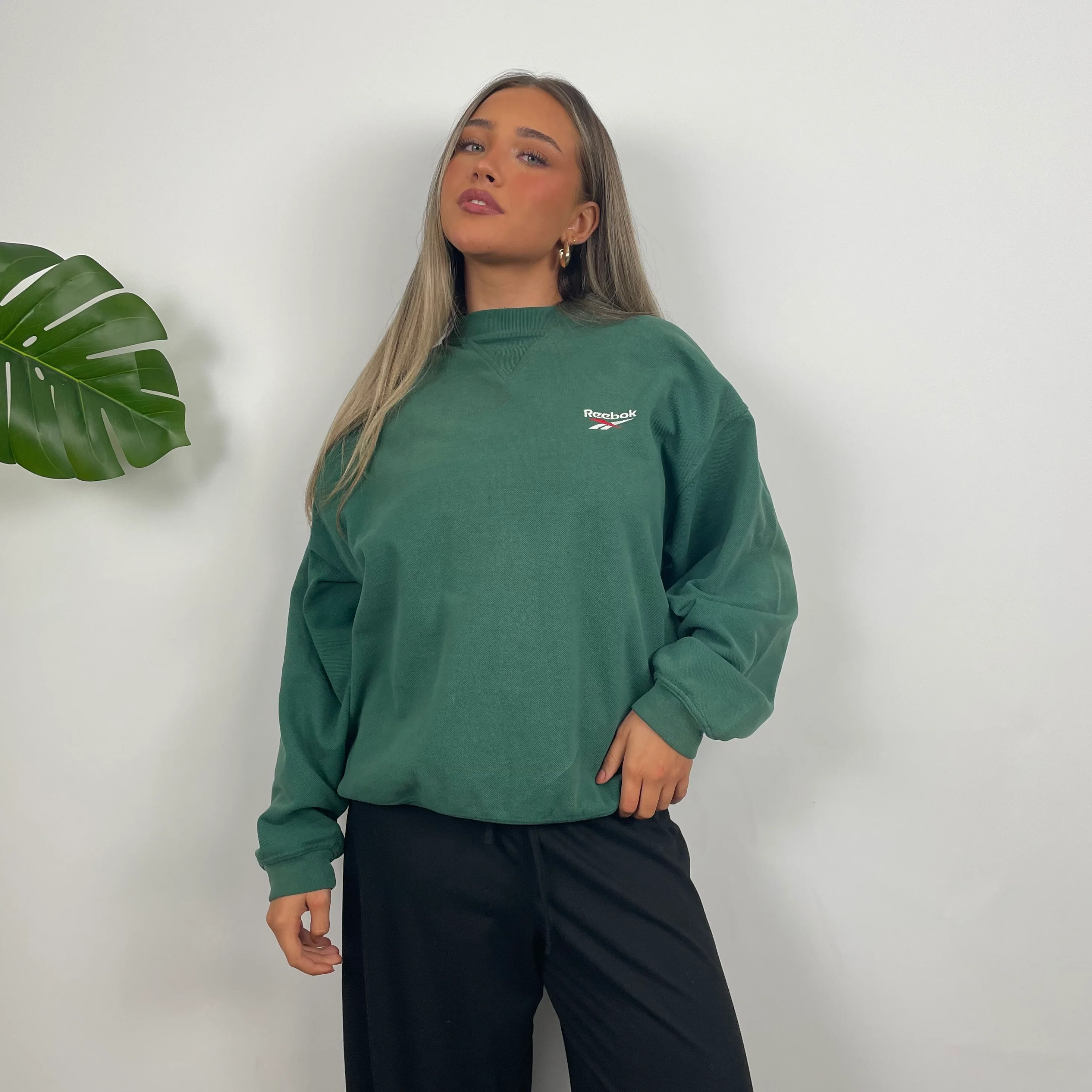 Reebok Green Embroidered Spell Out Sweatshirt (S) - Image 5