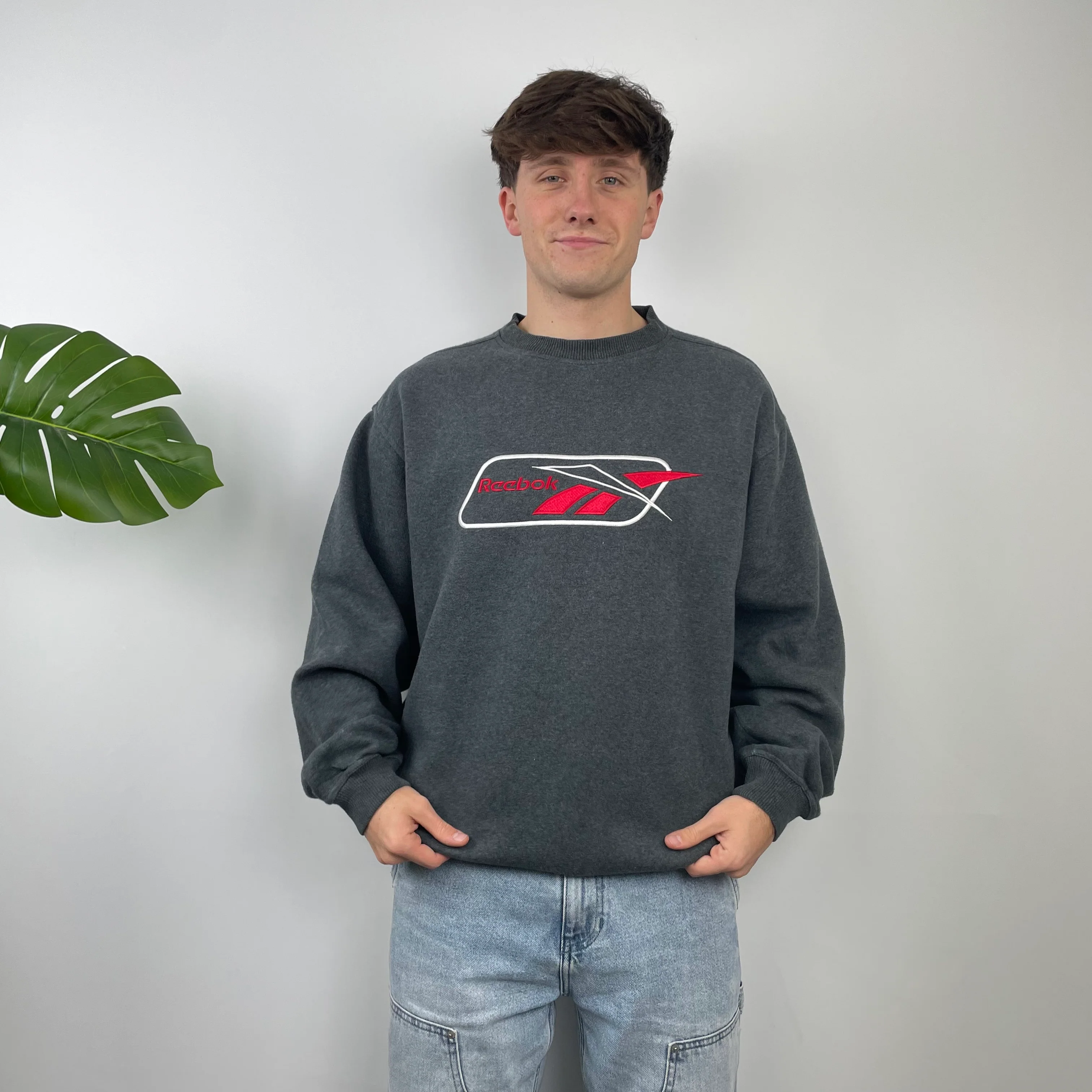 Reebok Grey Embroidered Logo Sweatshirt (XL)