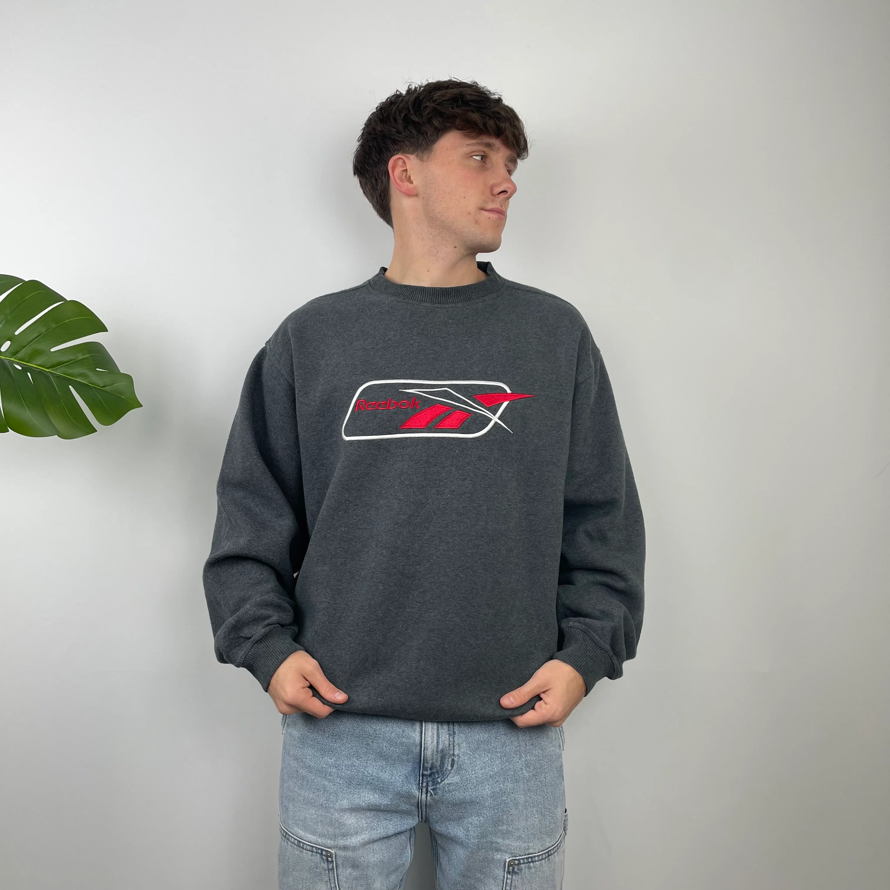 Reebok Grey Embroidered Logo Sweatshirt (XL) - Image 3